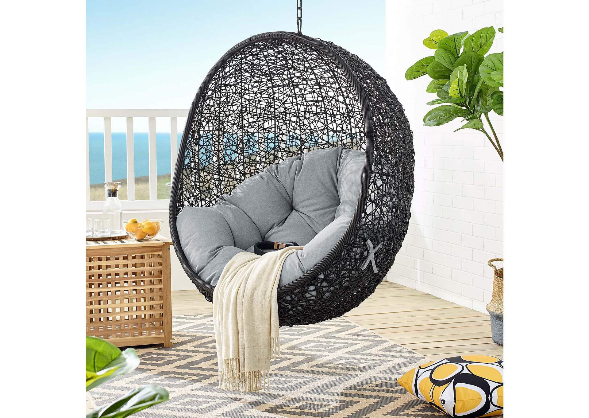 Gray Encase Swing Outdoor Patio Lounge Chair,Modway