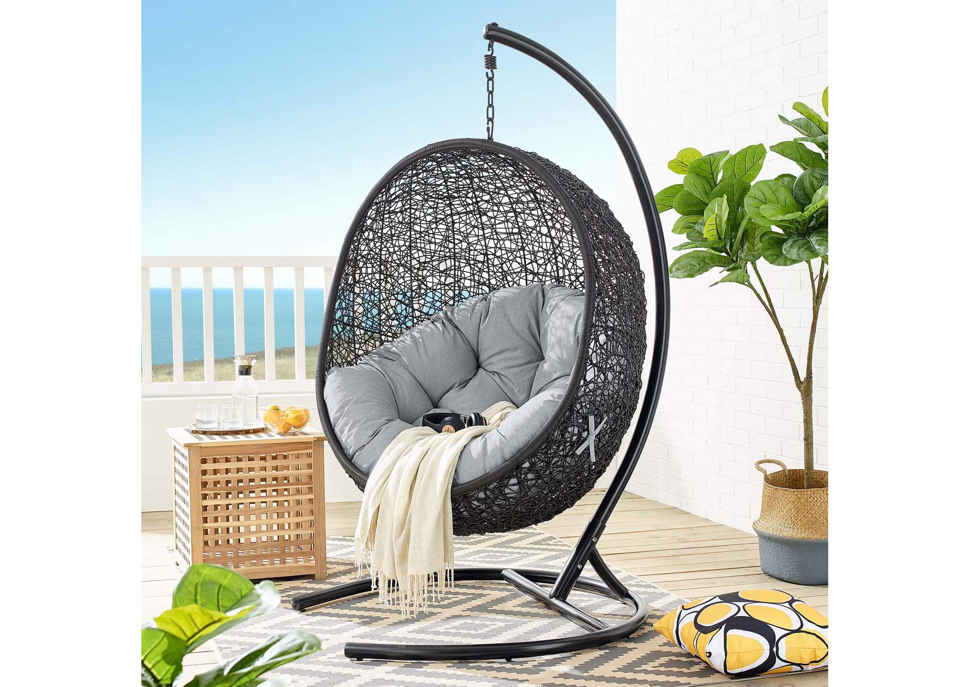 Gray Encase Swing Outdoor Patio Lounge Chair,Modway