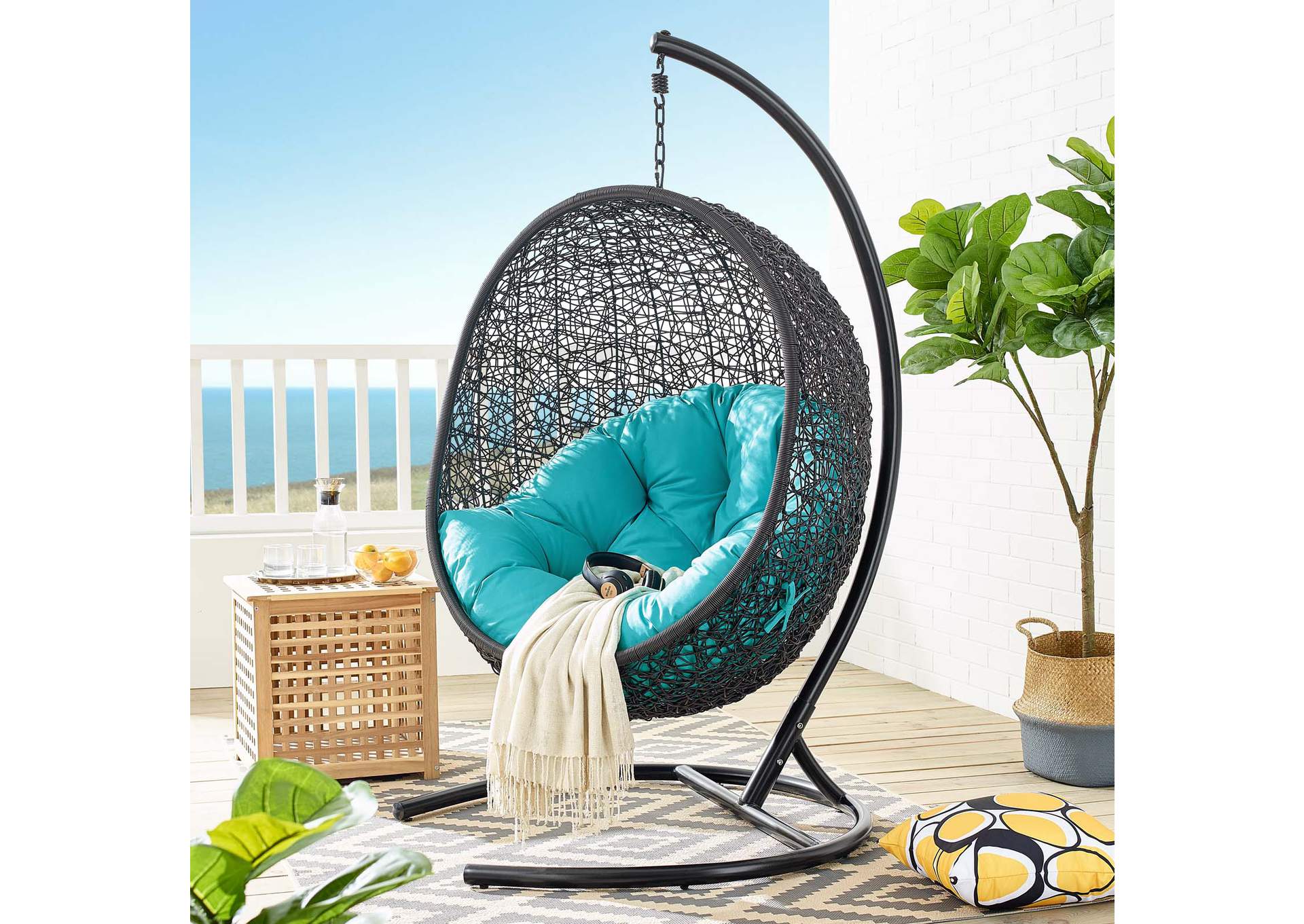 Turquoise Encase Swing Outdoor Patio Lounge Chair,Modway