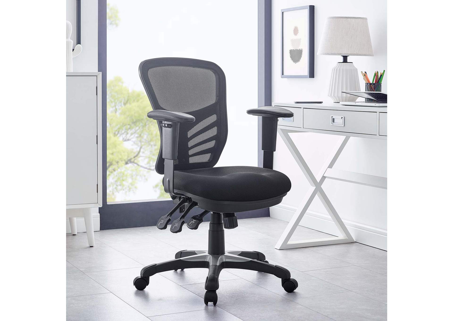 Black Articulate Mesh Office Chair,Modway