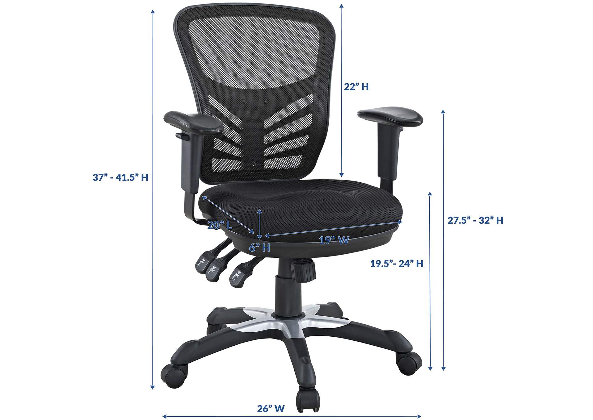 Black Articulate Mesh Office Chair,Modway