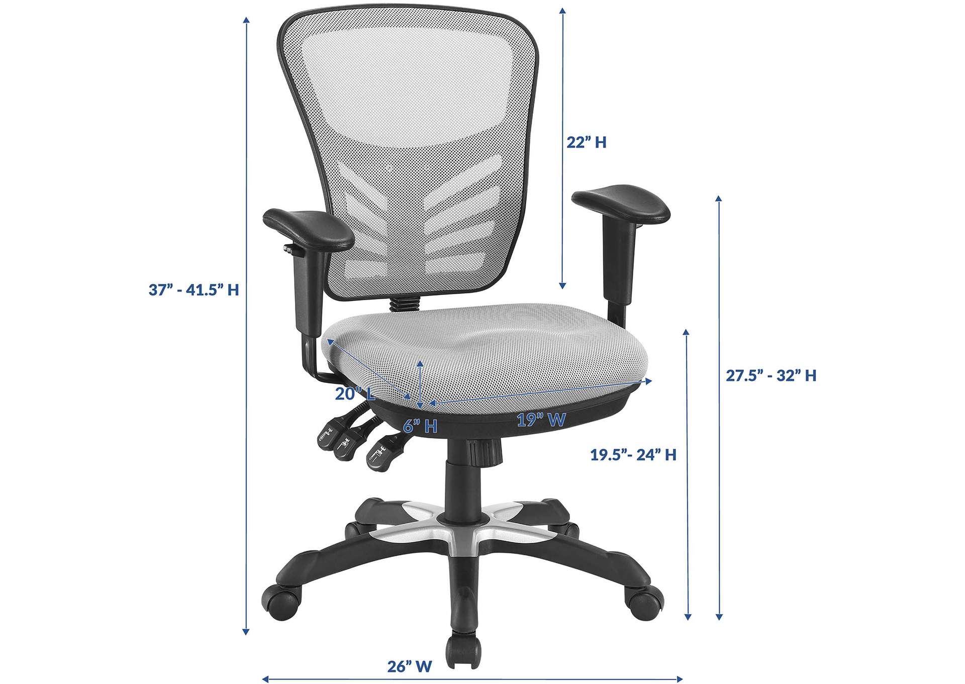 Gray Articulate Mesh Office Chair,Modway