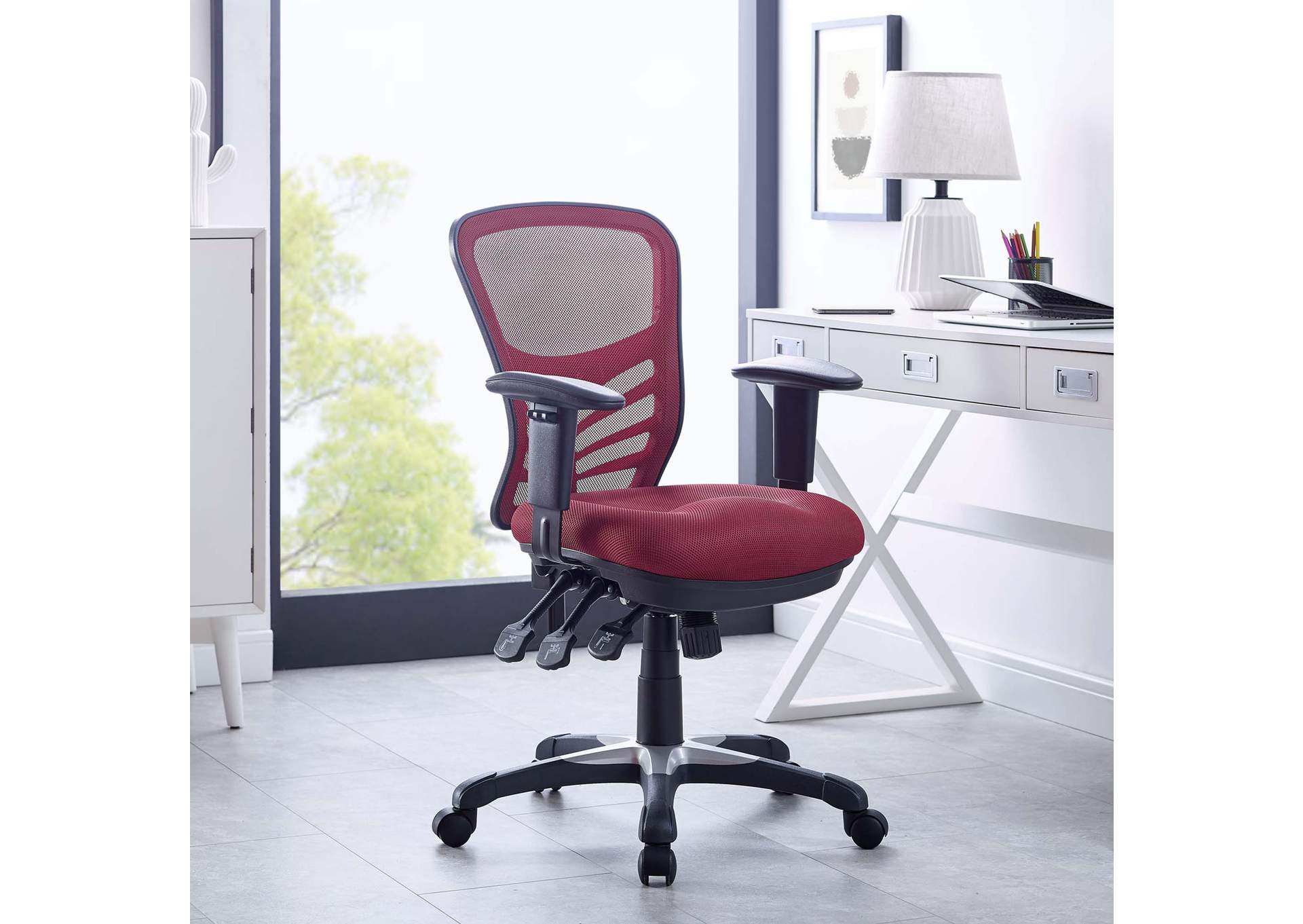 Red Articulate Mesh Office Chair,Modway