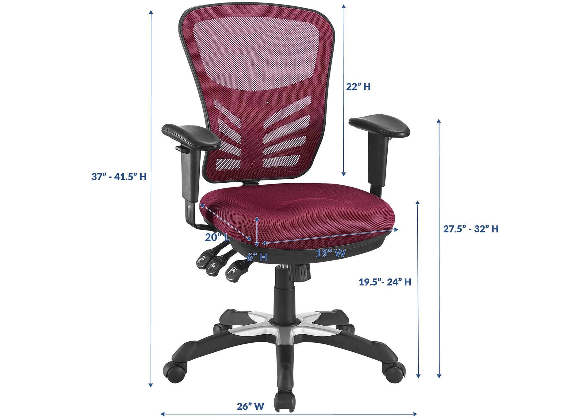 Red Articulate Mesh Office Chair,Modway