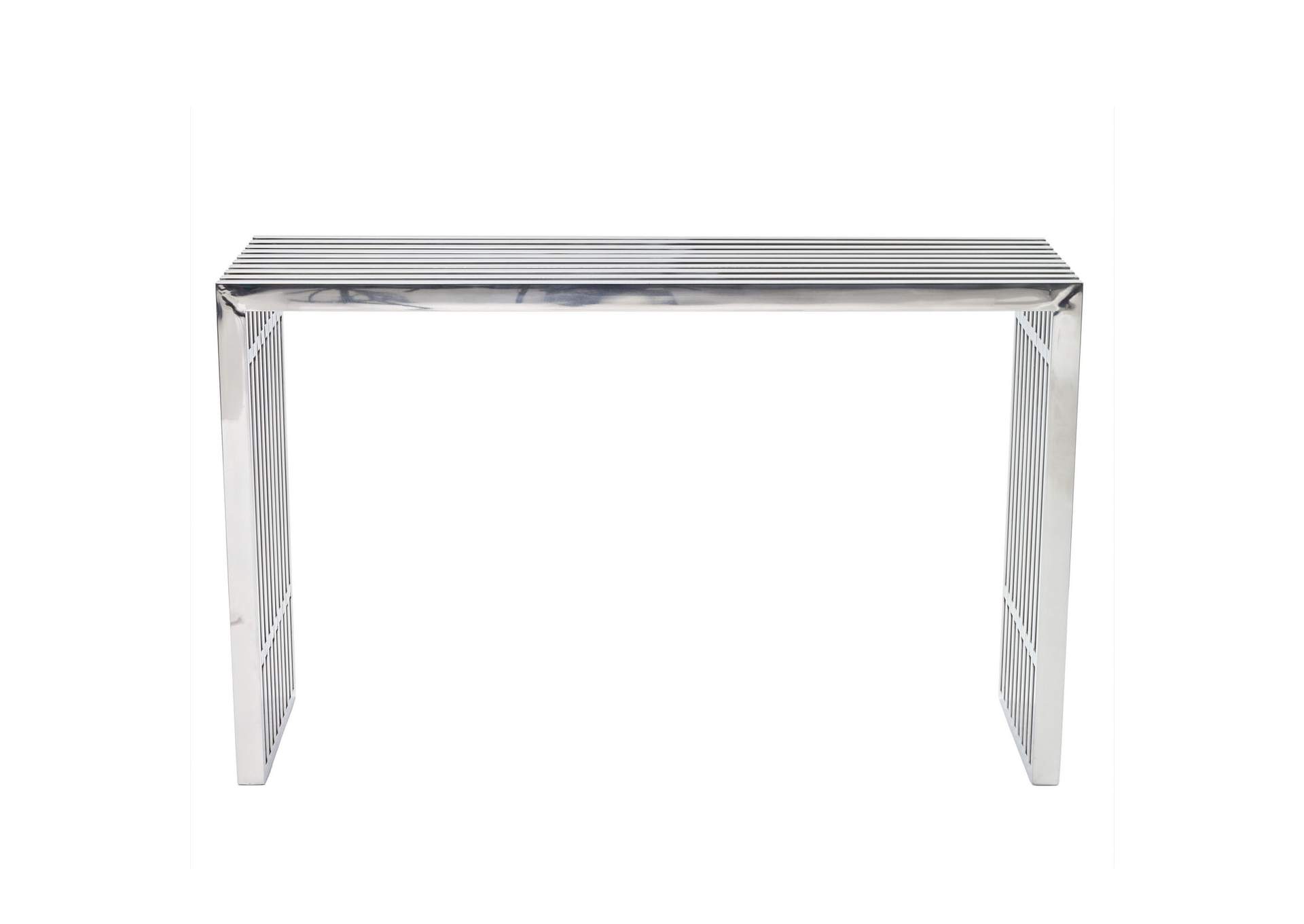 Silver Gridiron Console Table,Modway