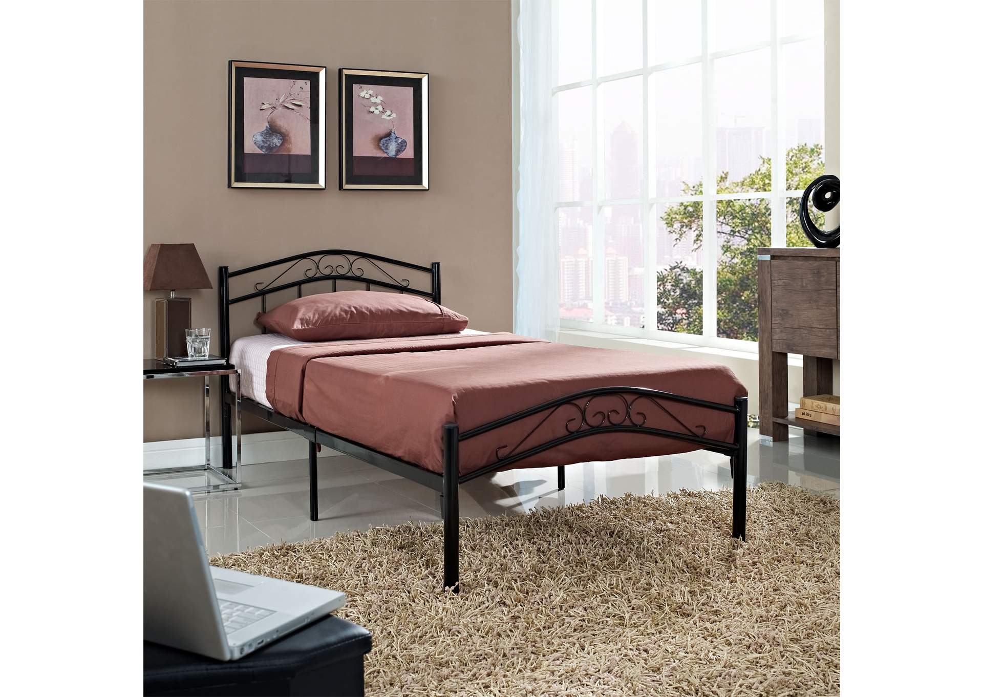 Black Townhouse Twin Bed,Modway