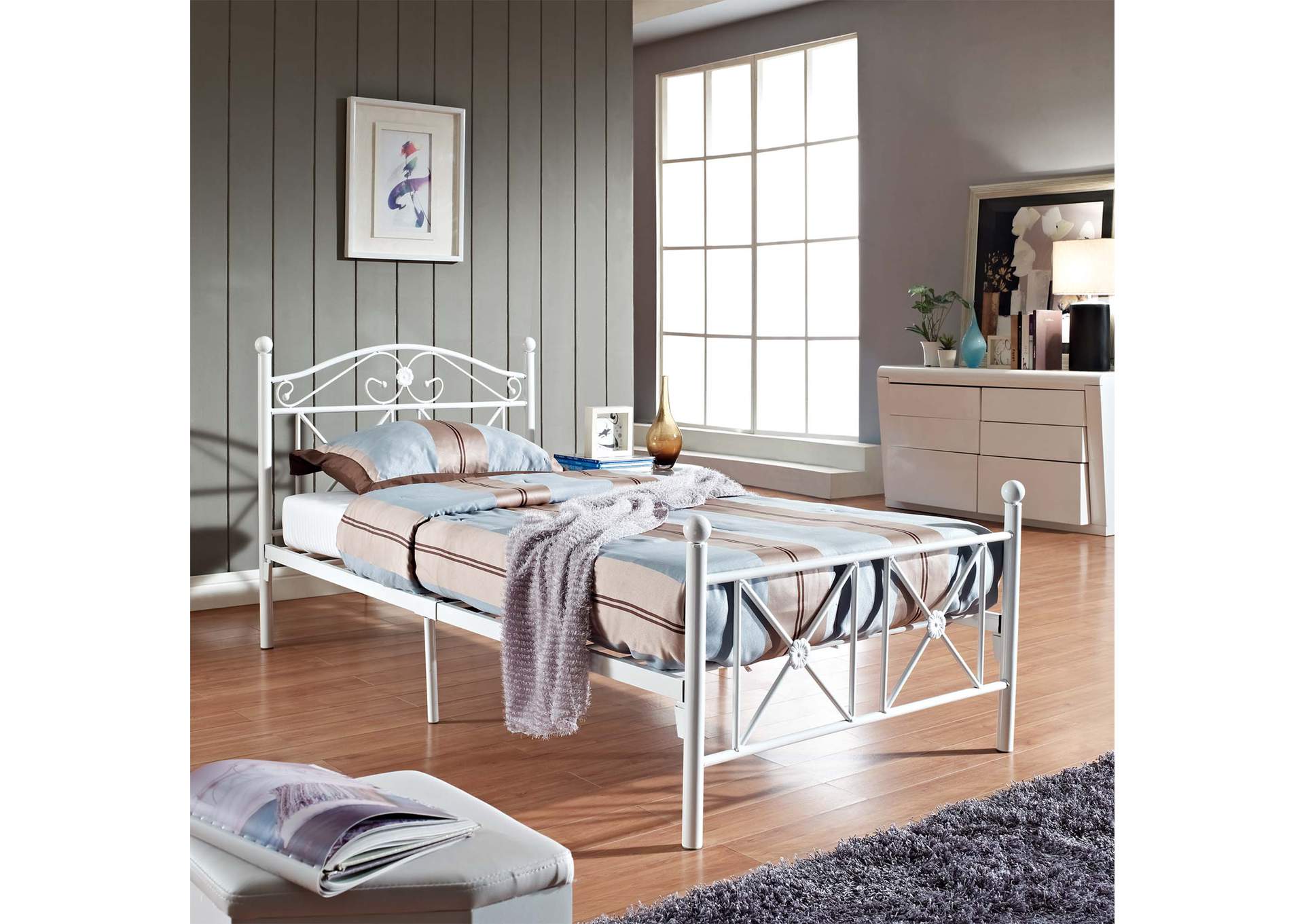 White Cottage Twin Bed,Modway