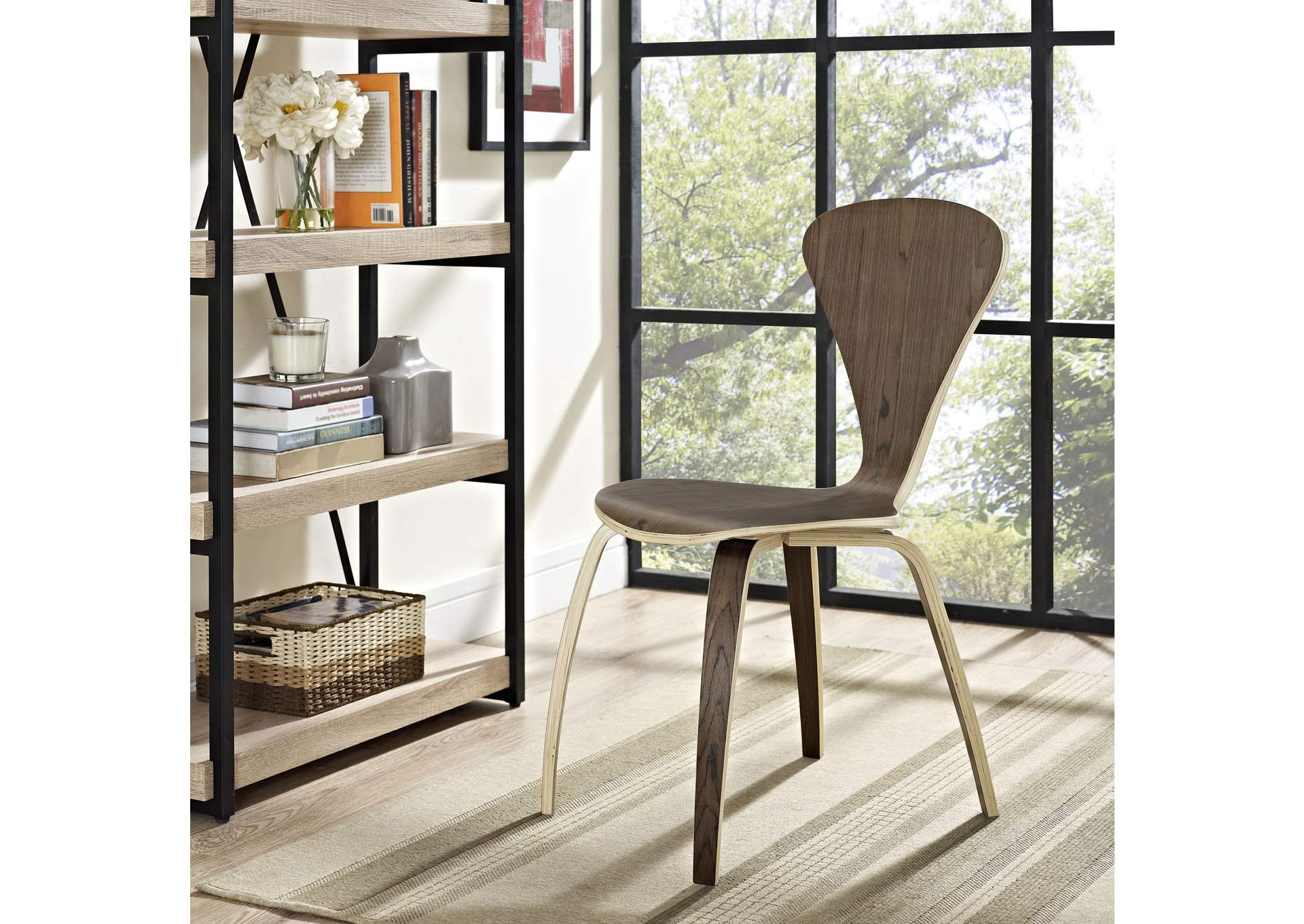 Dark Walnut Vortex Dining Side Chair,Modway