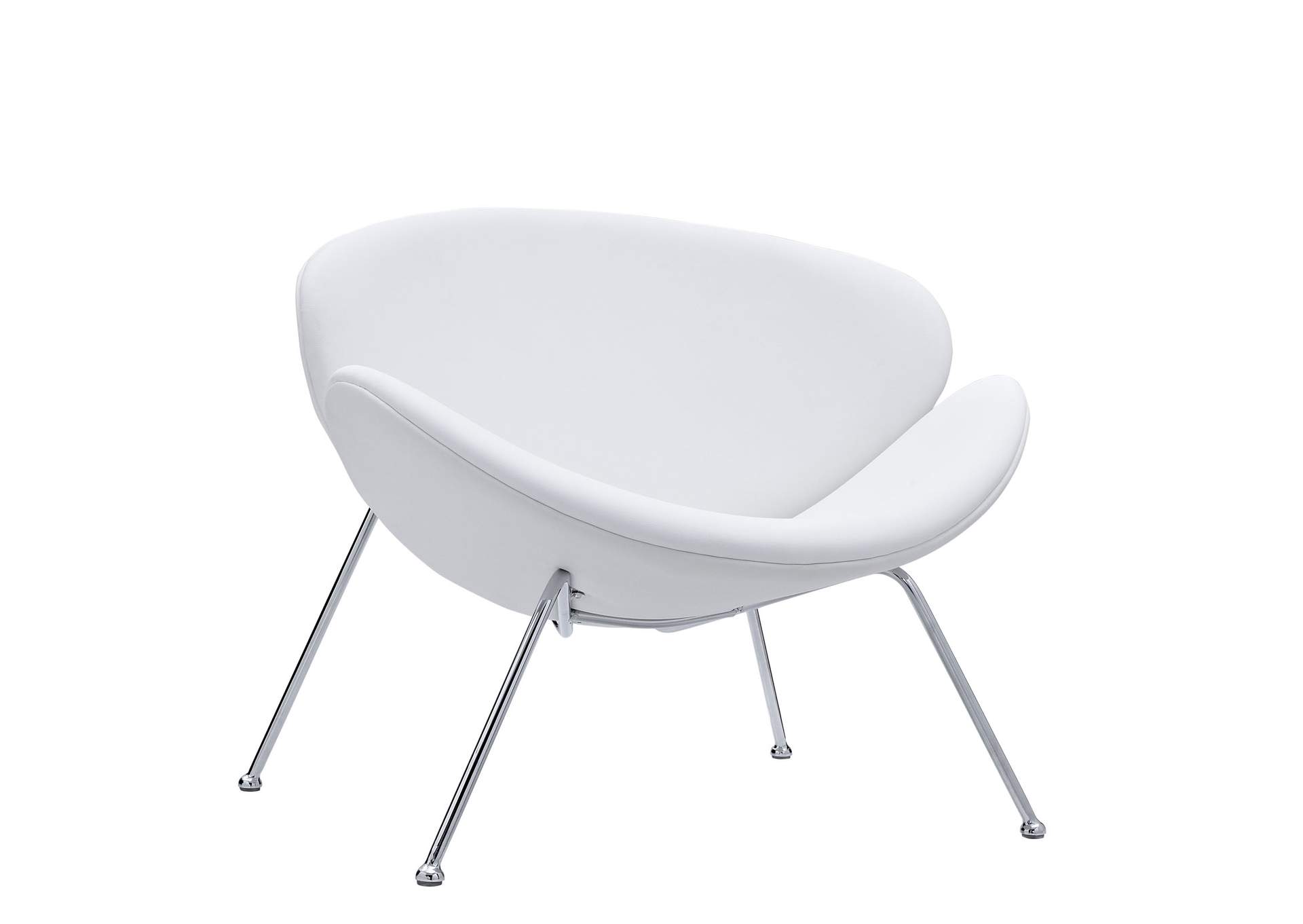 White Nutshell Upholstered Vinyl Lounge Chair,Modway