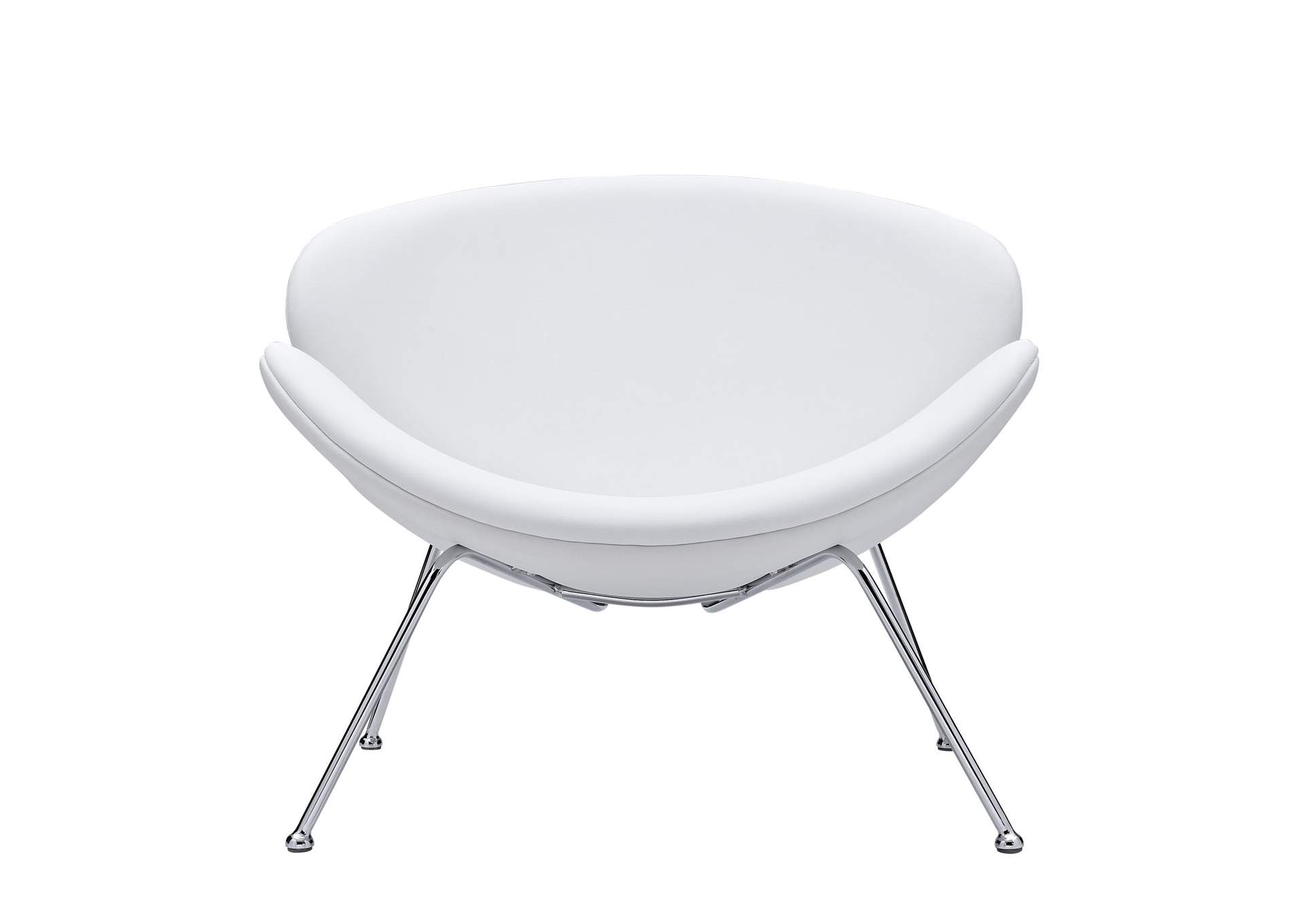 White Nutshell Upholstered Vinyl Lounge Chair,Modway