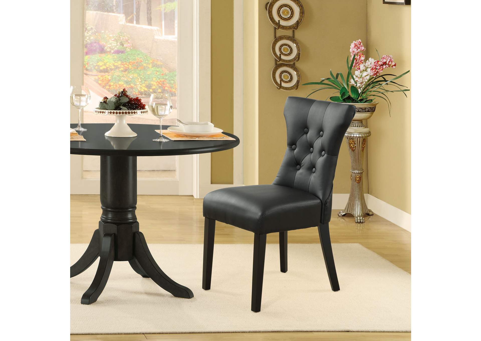 Black Silhouette Dining Vinyl Side Chair,Modway