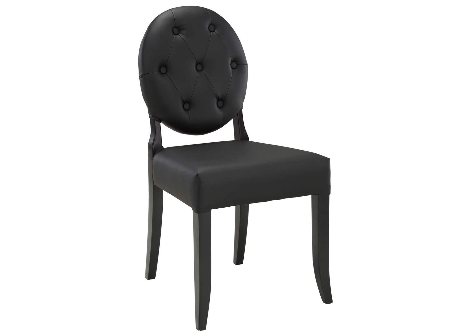 Black Button Dining Vinyl Side Chair,Modway