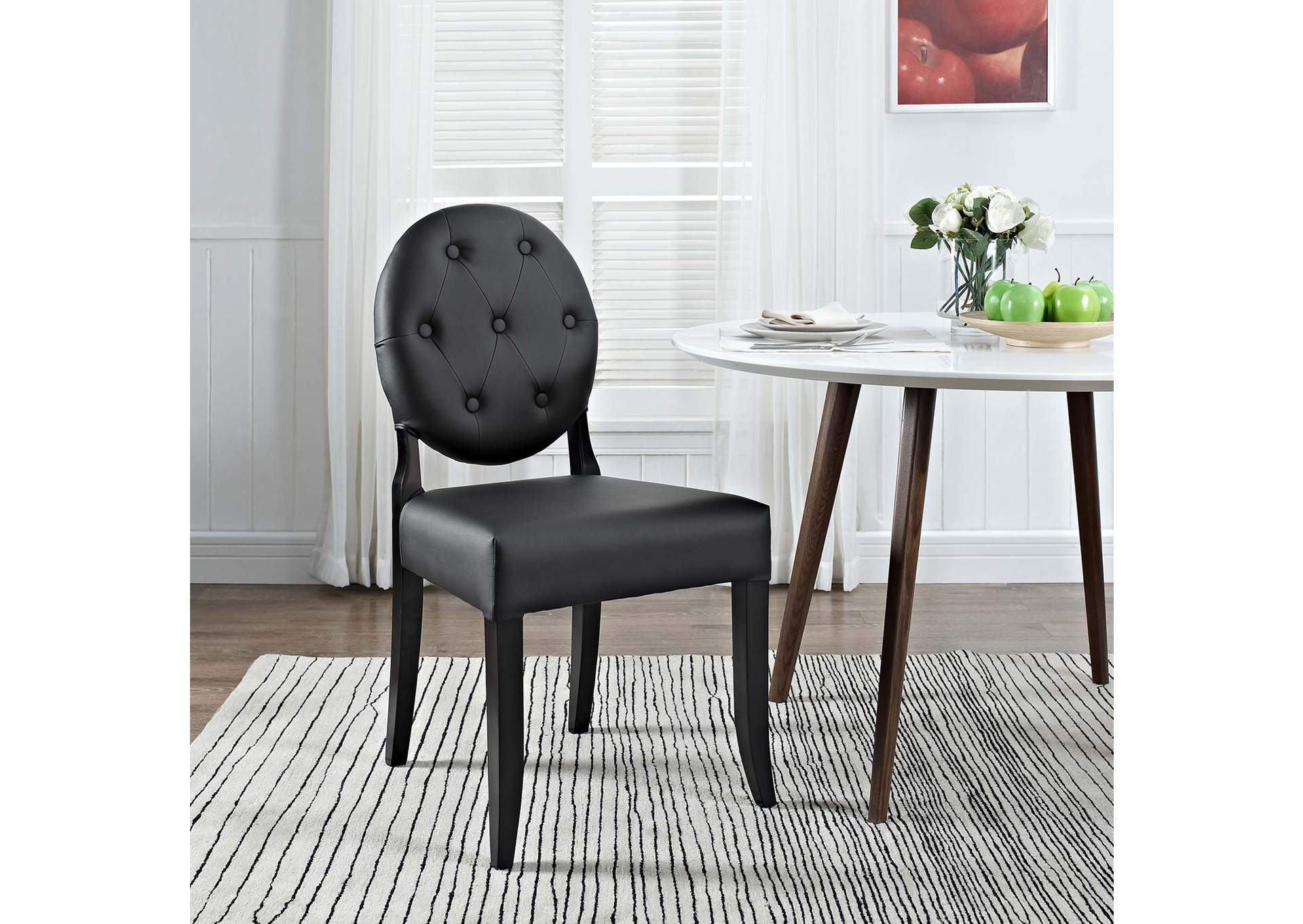 Black Button Dining Vinyl Side Chair,Modway