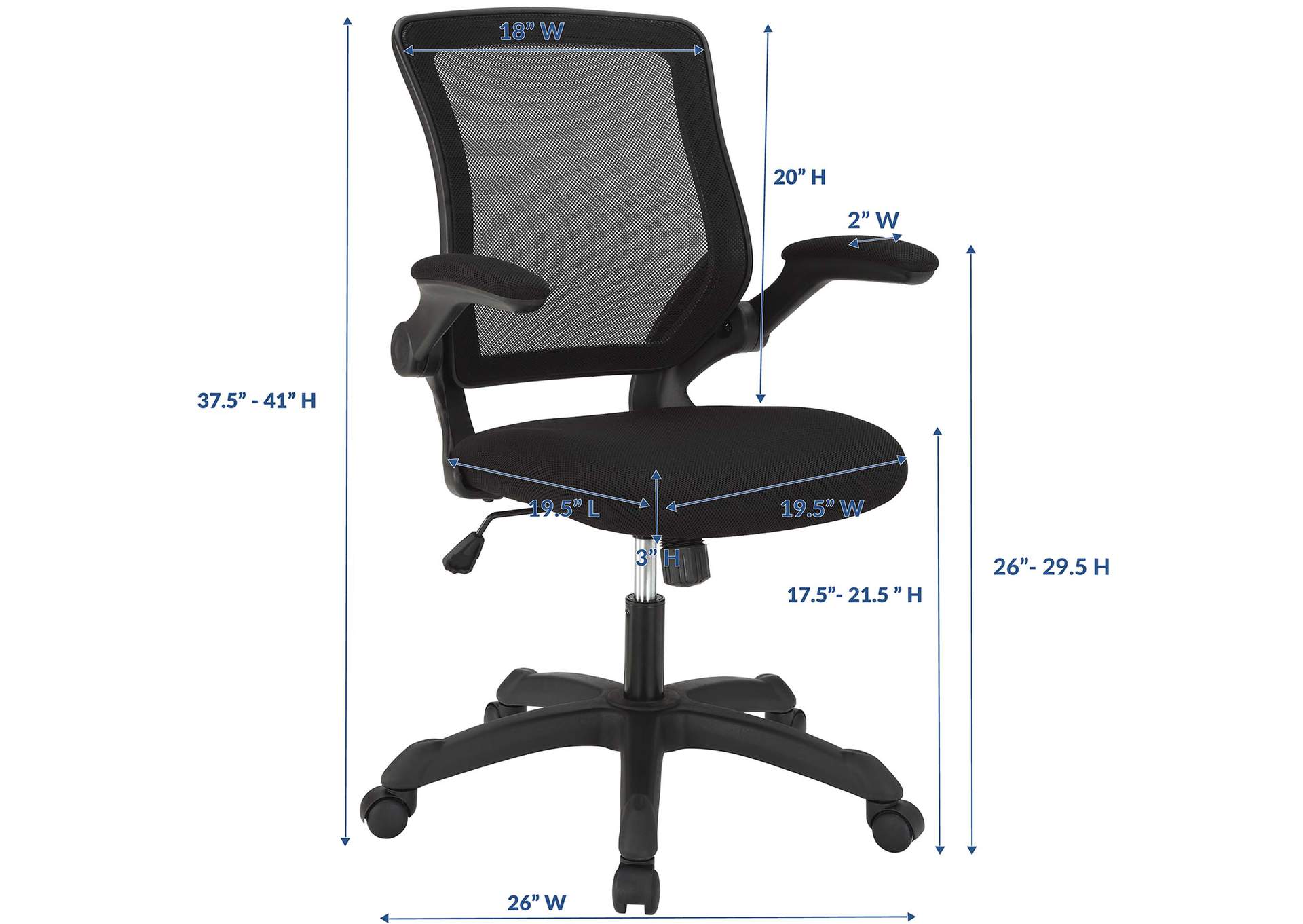 Black Veer Mesh Office Chair,Modway