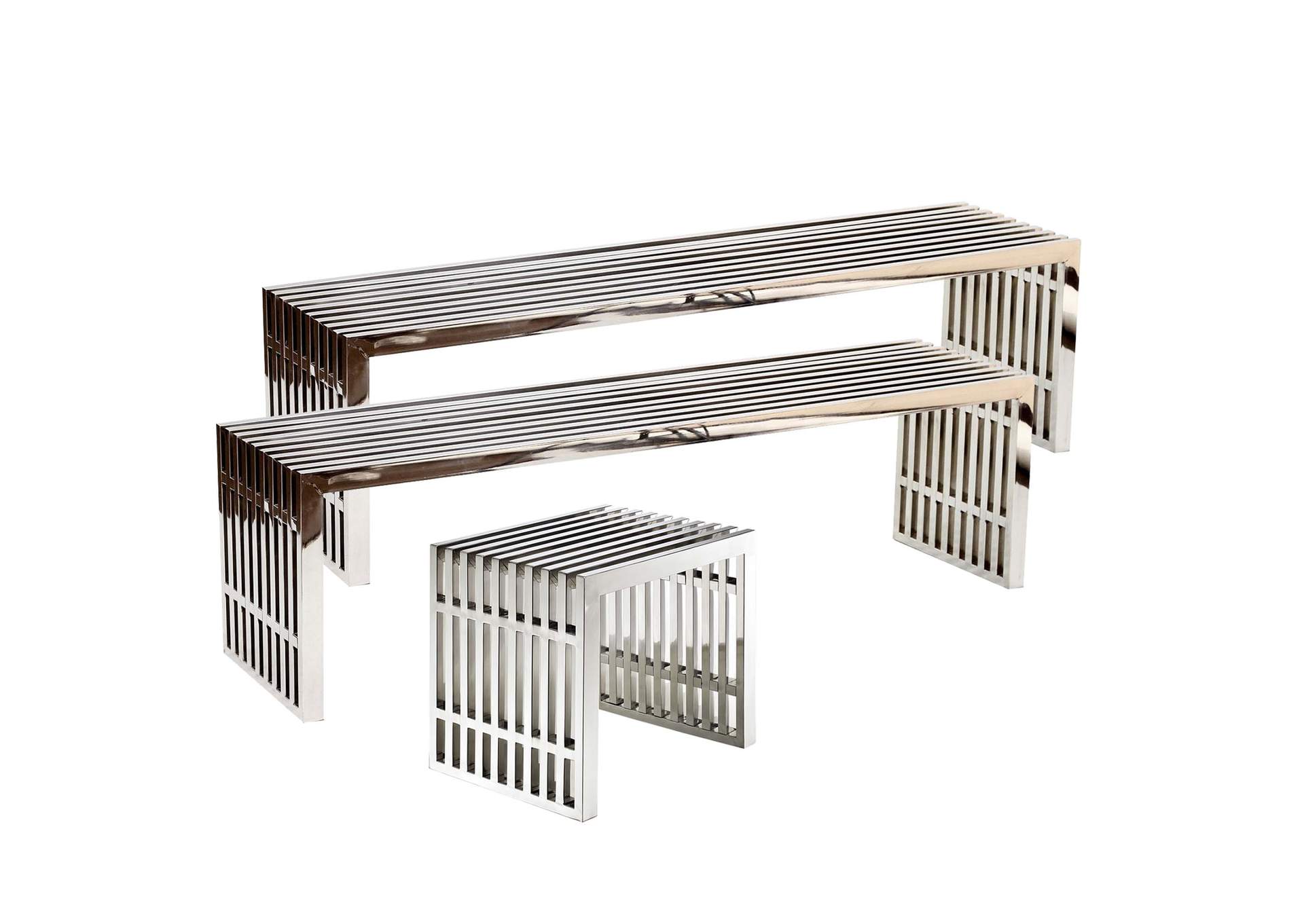 Silver Gridiron Benches [Set of 3],Modway