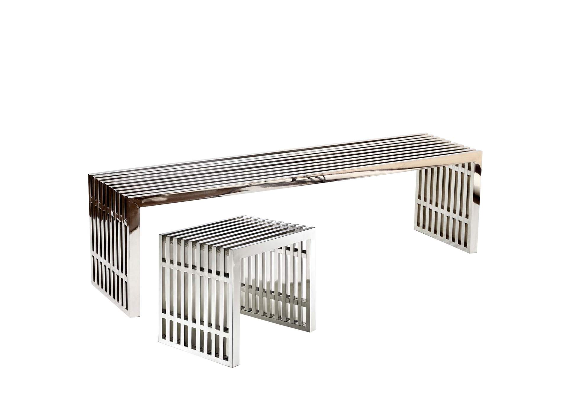 Silver Gridiron Benches [Set of 2],Modway
