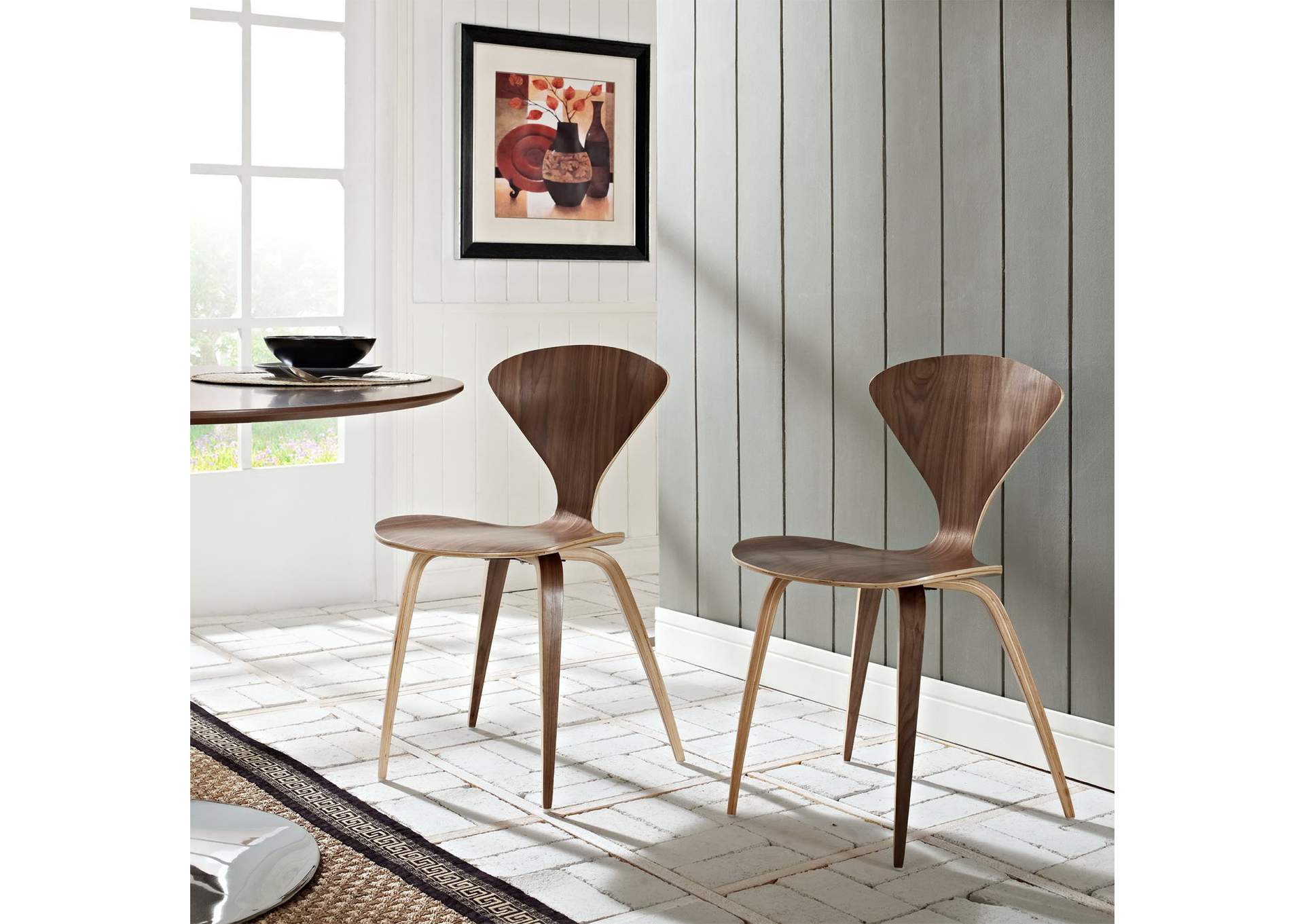 Dark Walnut Vortex Dining Chairs [Set of 2],Modway