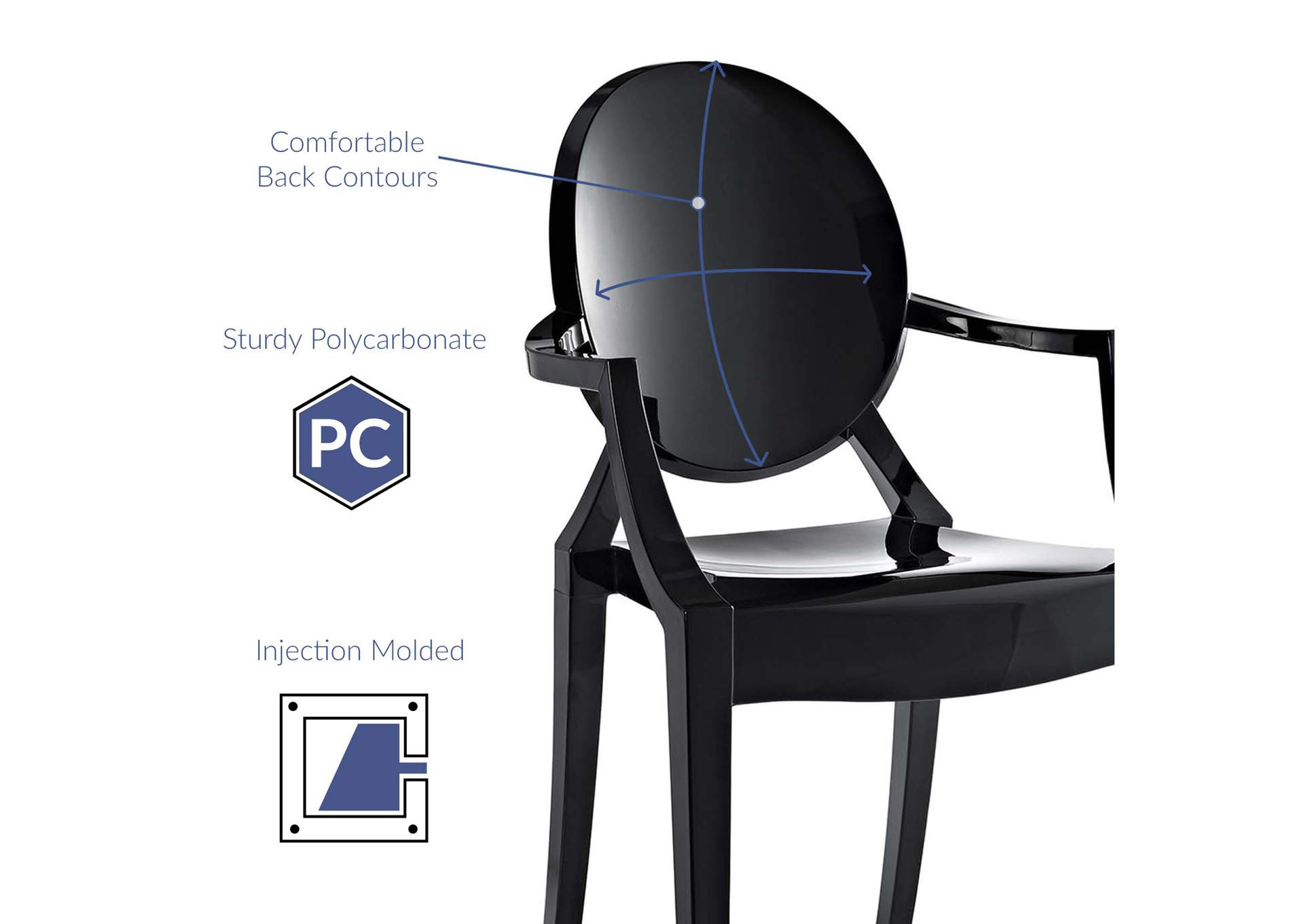 Black Casper Arm Dining Chairs [Set of 2],Modway