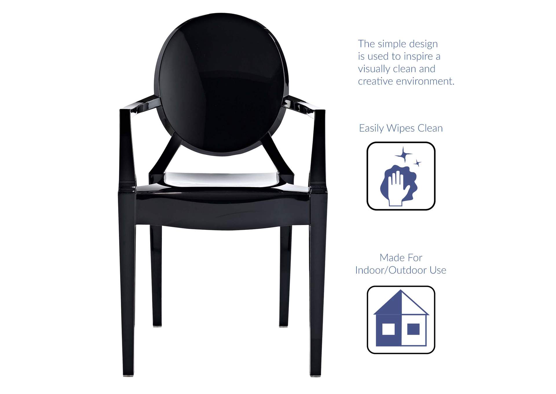 Black Casper Arm Dining Chairs [Set of 2],Modway