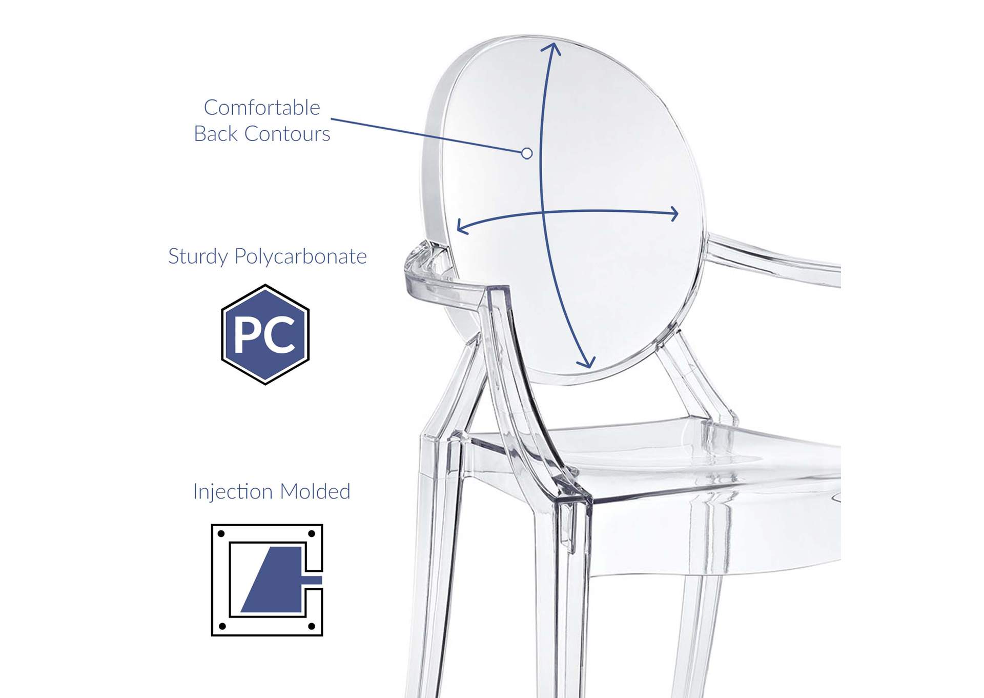 Clear Casper Arm Dining Chairs [Set of 2],Modway