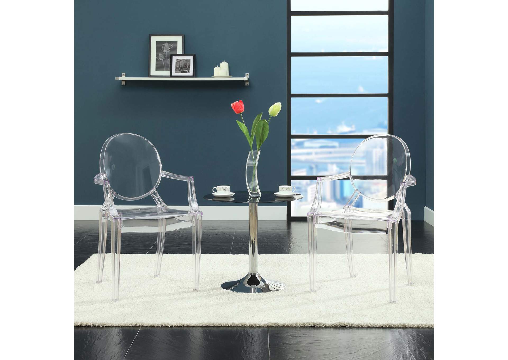 Clear Casper Arm Dining Chairs [Set of 2],Modway