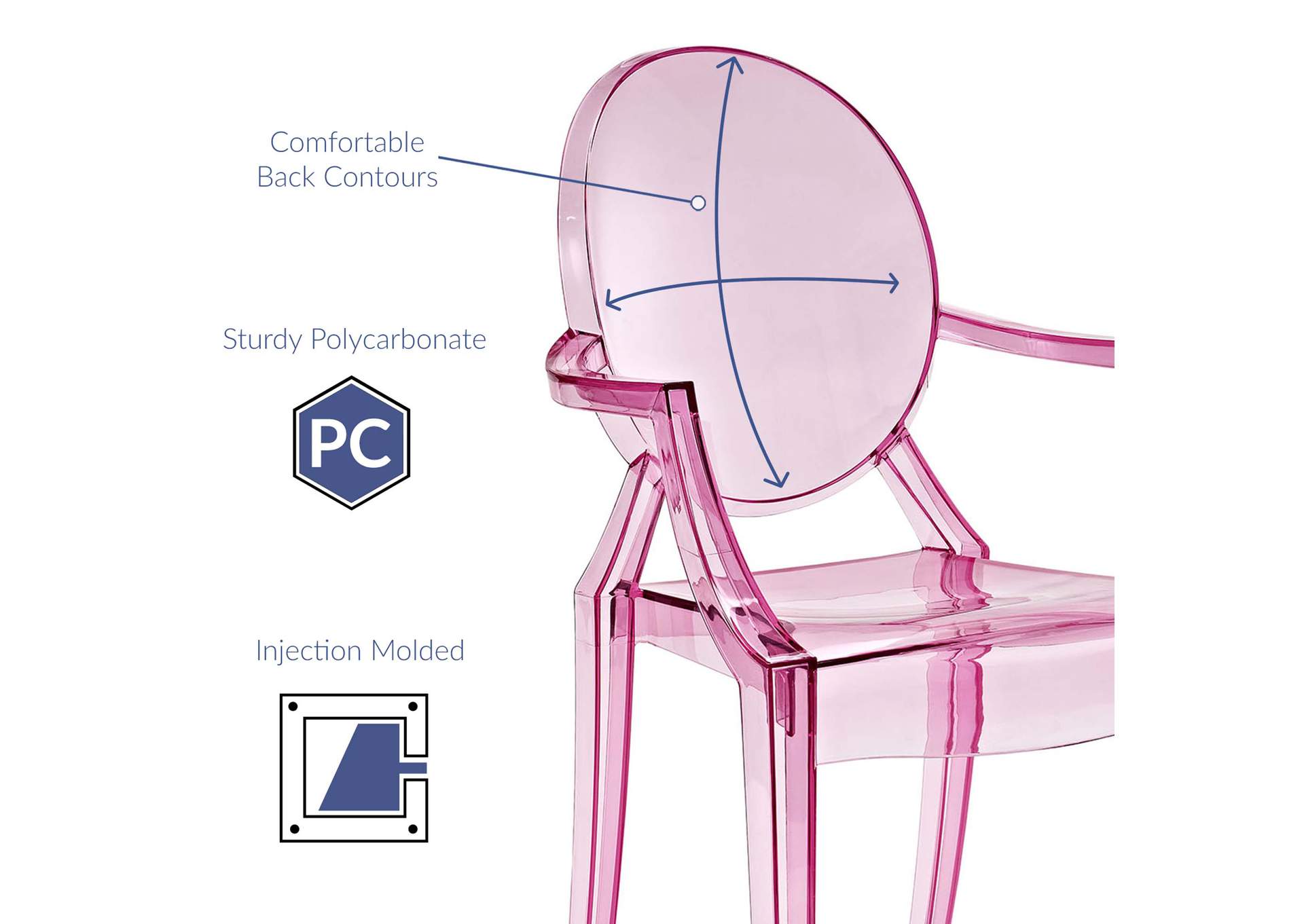 Pink Casper Arm Dining Chairs [Set of 2],Modway