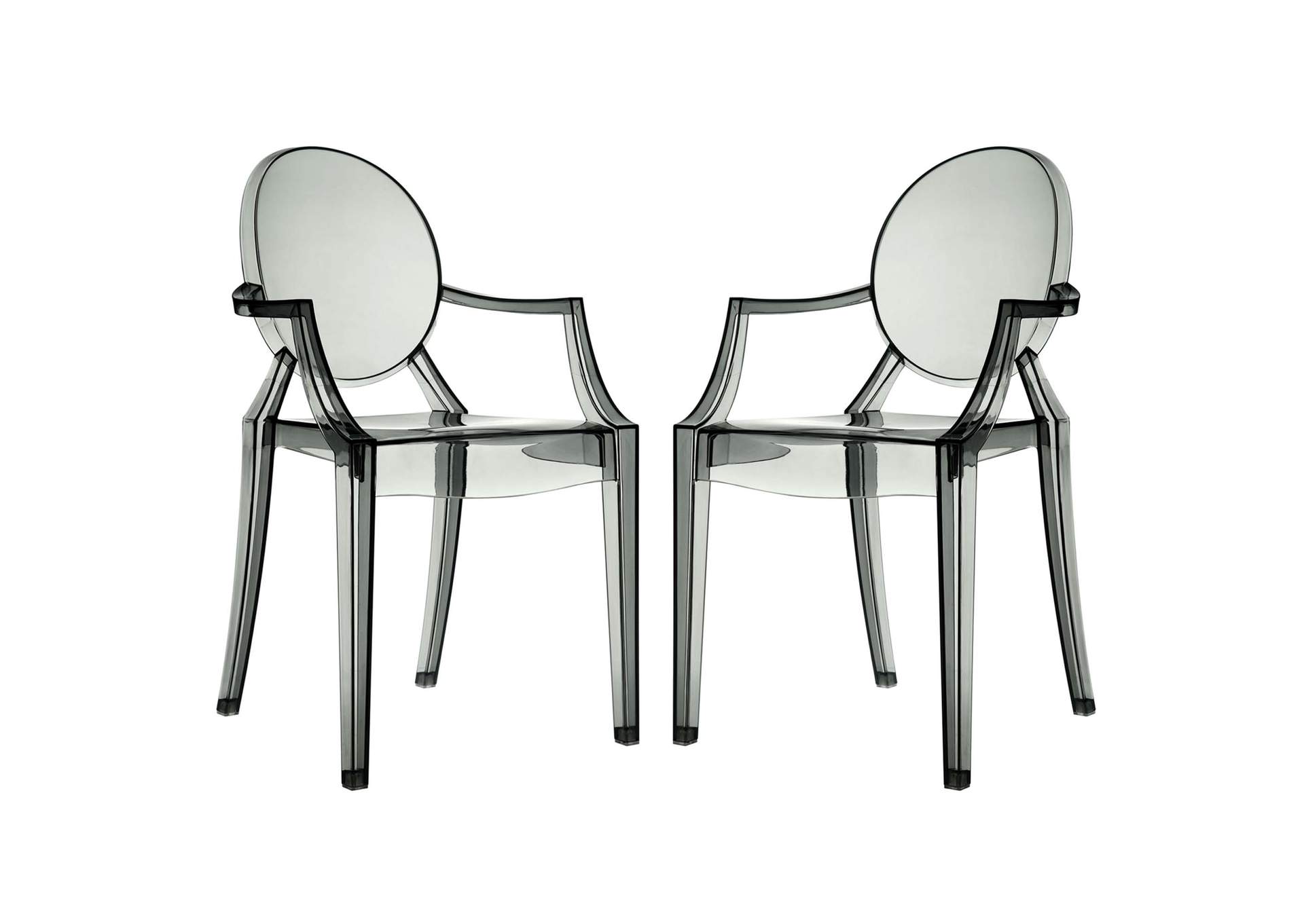 Smoke Casper Arm Dining Chairs [Set of 2],Modway
