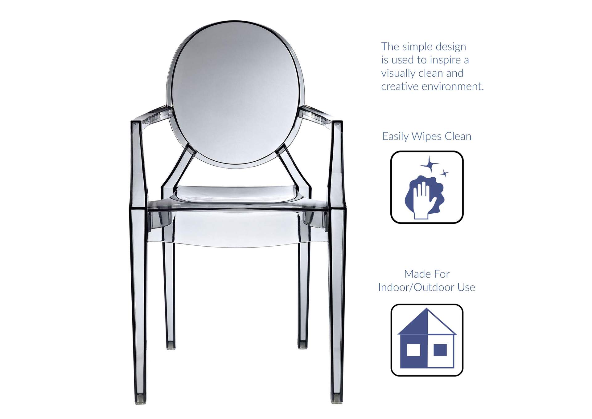 Smoke Casper Arm Dining Chairs [Set of 2],Modway