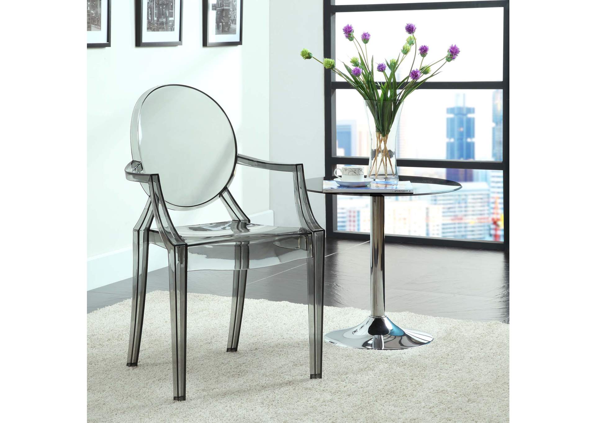 Smoke Casper Arm Dining Chairs [Set of 2],Modway