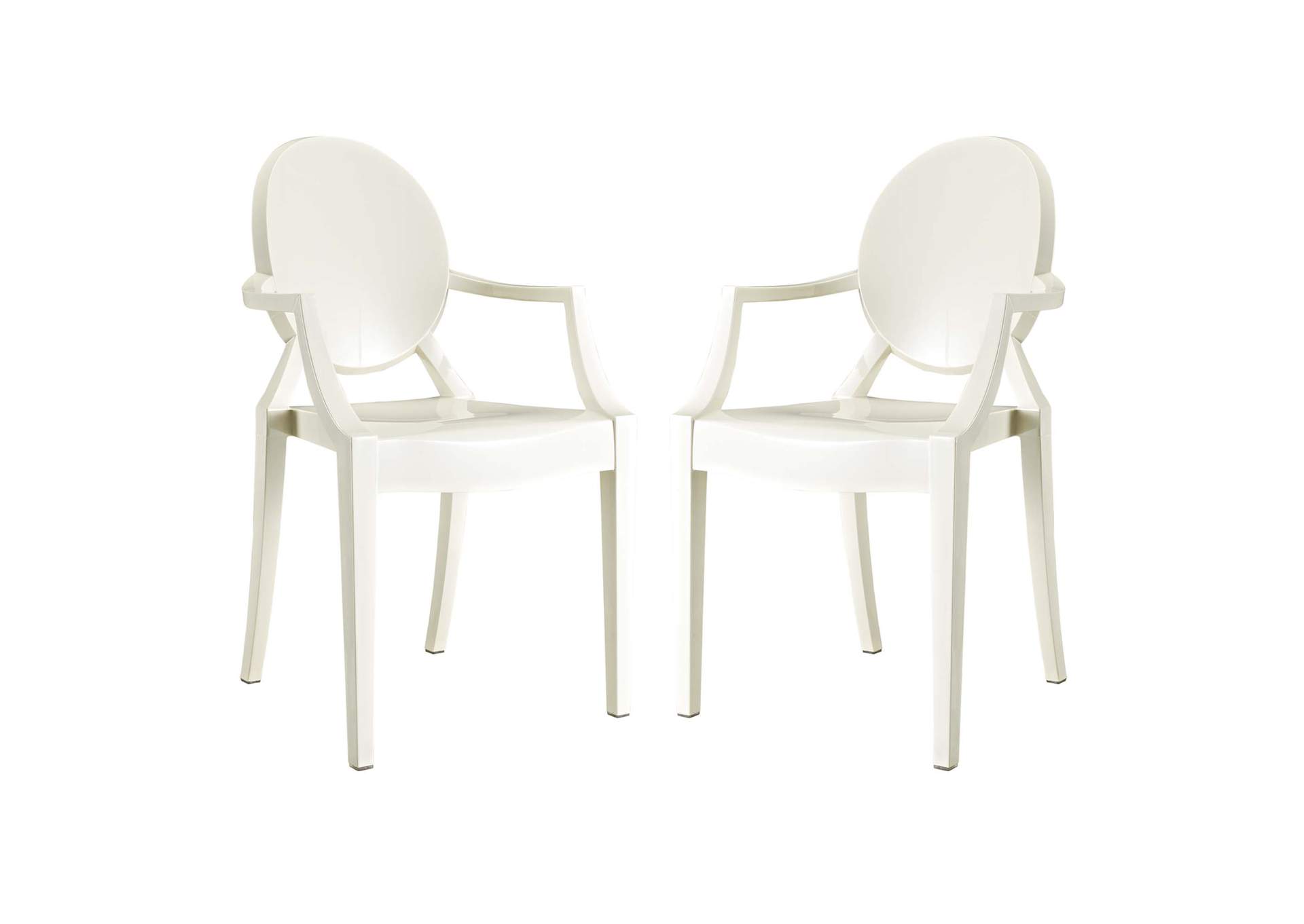 White Casper Arm Dining Chairs [Set of 2],Modway