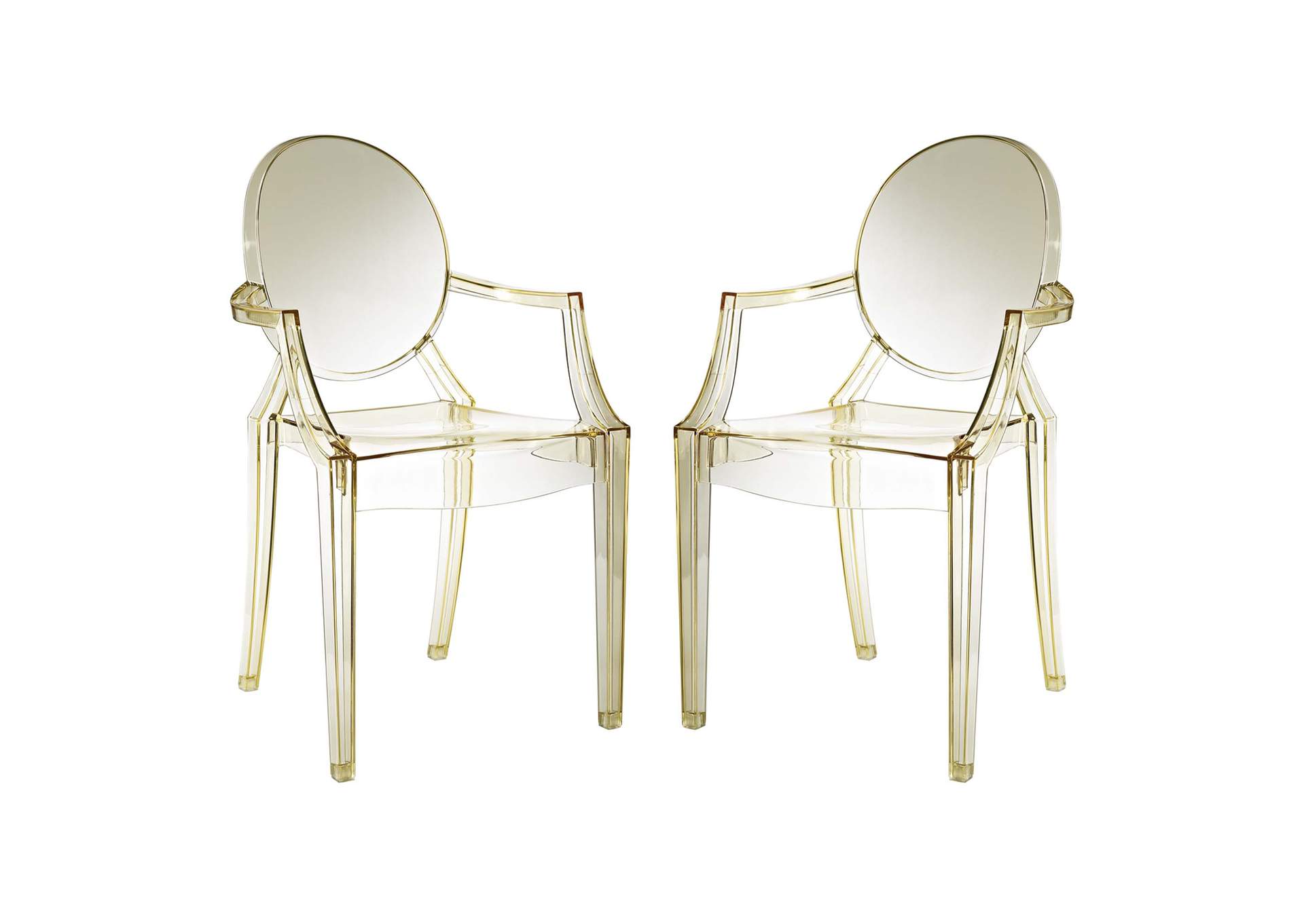 Yellow Casper Arm Dining Chairs [Set of 2],Modway