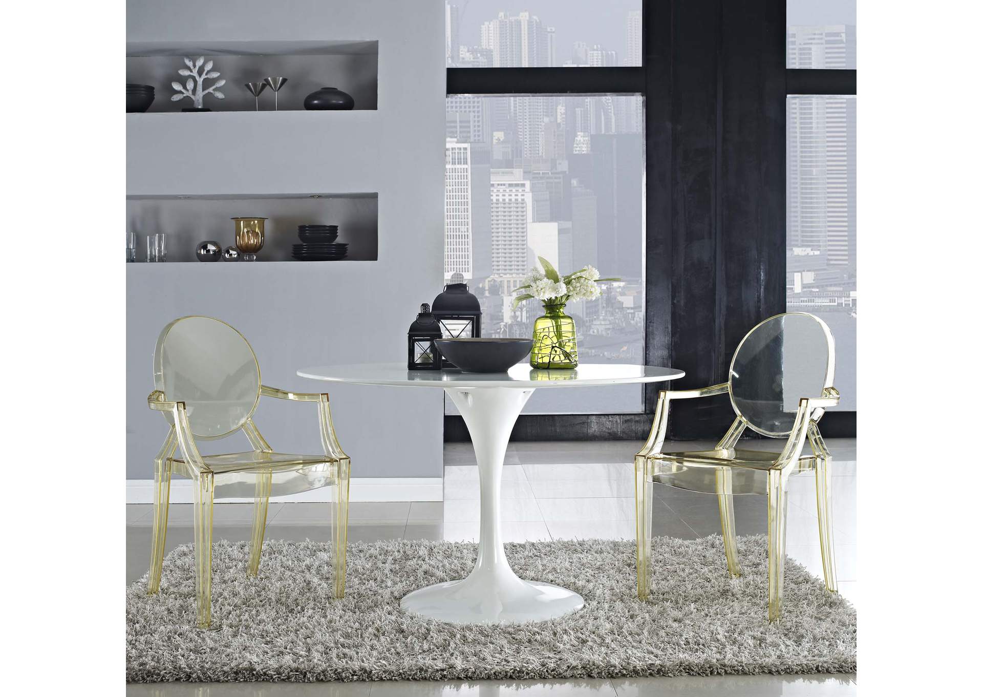 Yellow Casper Arm Dining Chairs [Set of 2],Modway