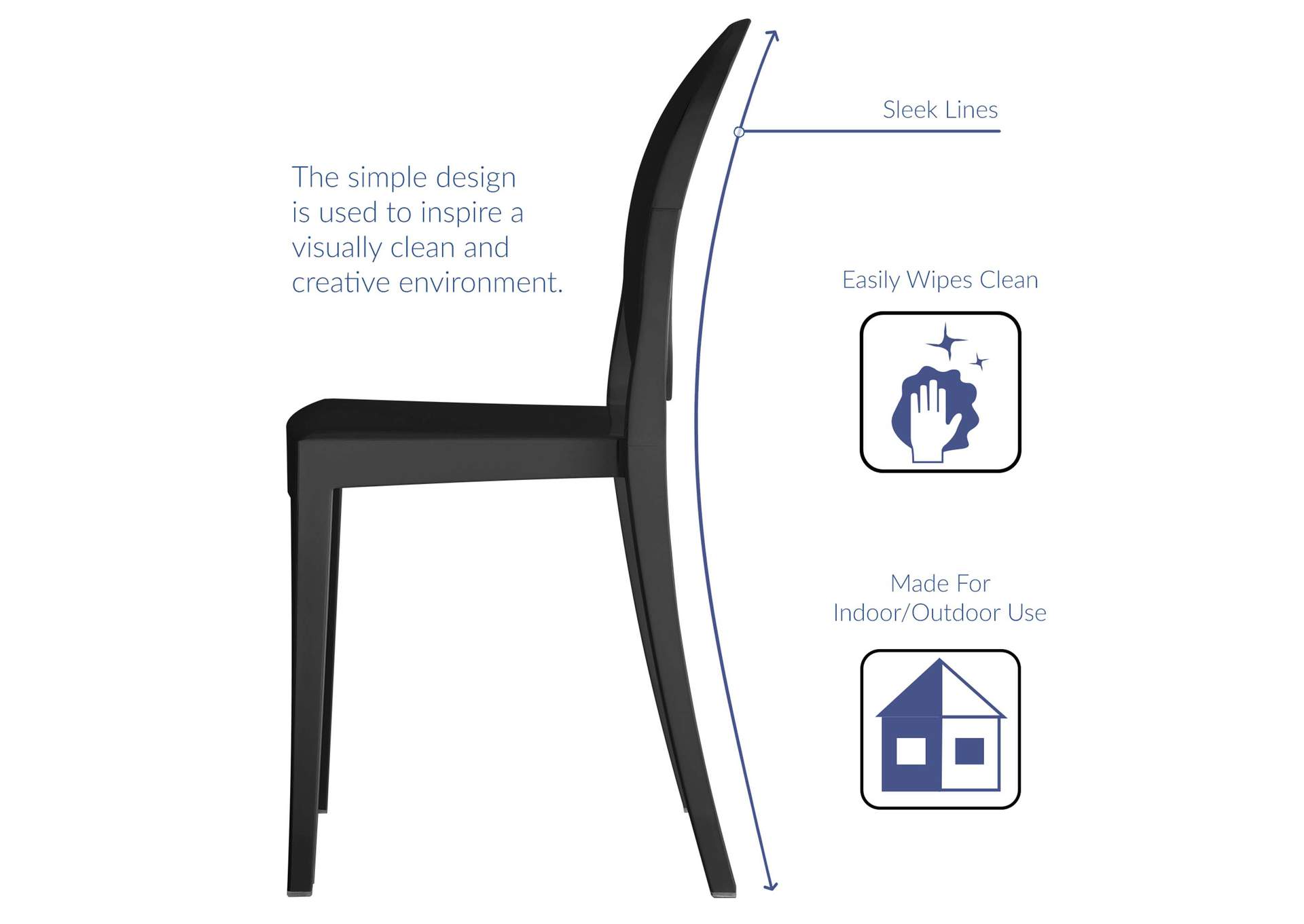 Black Casper Dining Chairs [Set of 2],Modway