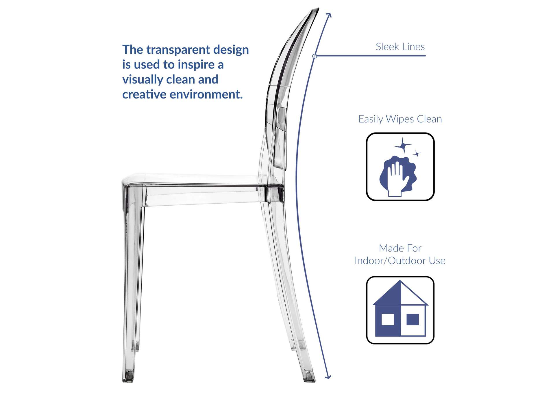 Clear Casper Dining Chairs [Set of 2],Modway