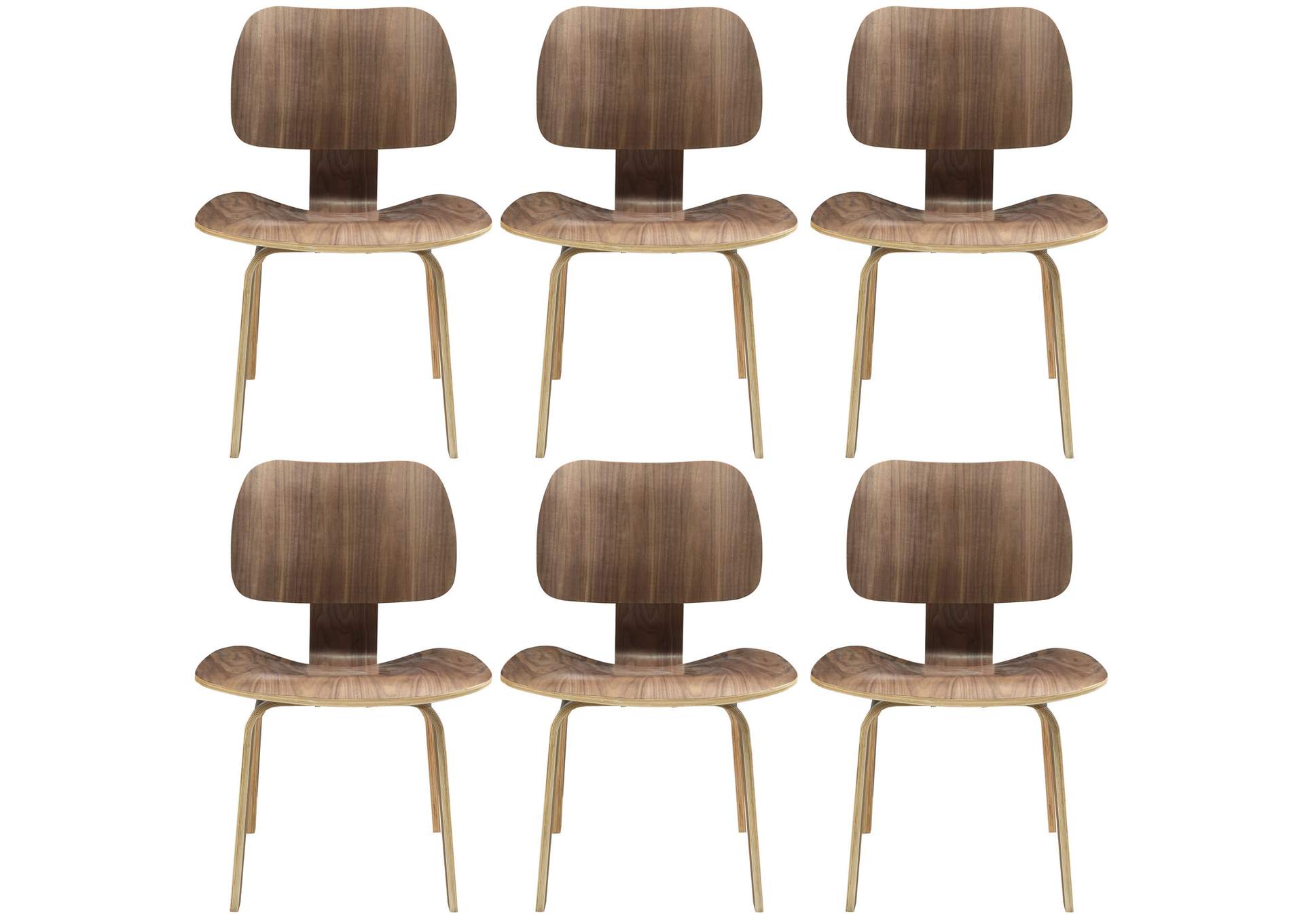 Walnut Fathom Dining Chairs [Set of 6],Modway