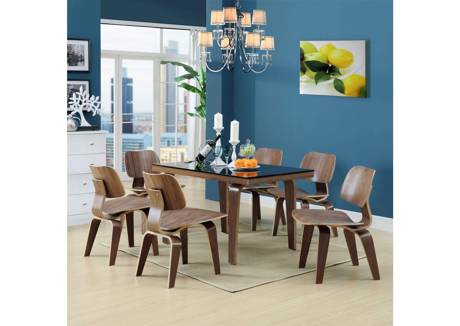 Walnut Fathom Dining Chairs [Set of 6],Modway