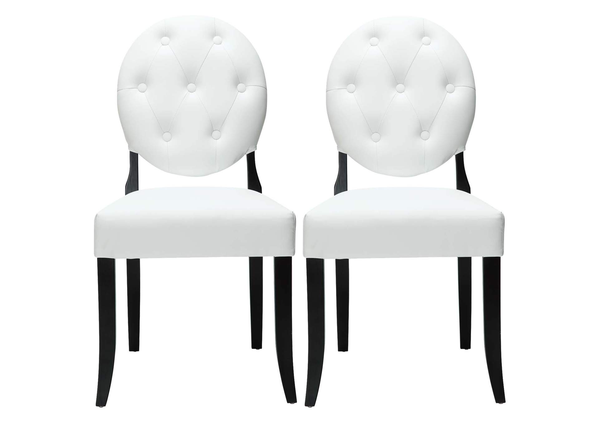 White Button Dining Chairs [Set of 2],Modway
