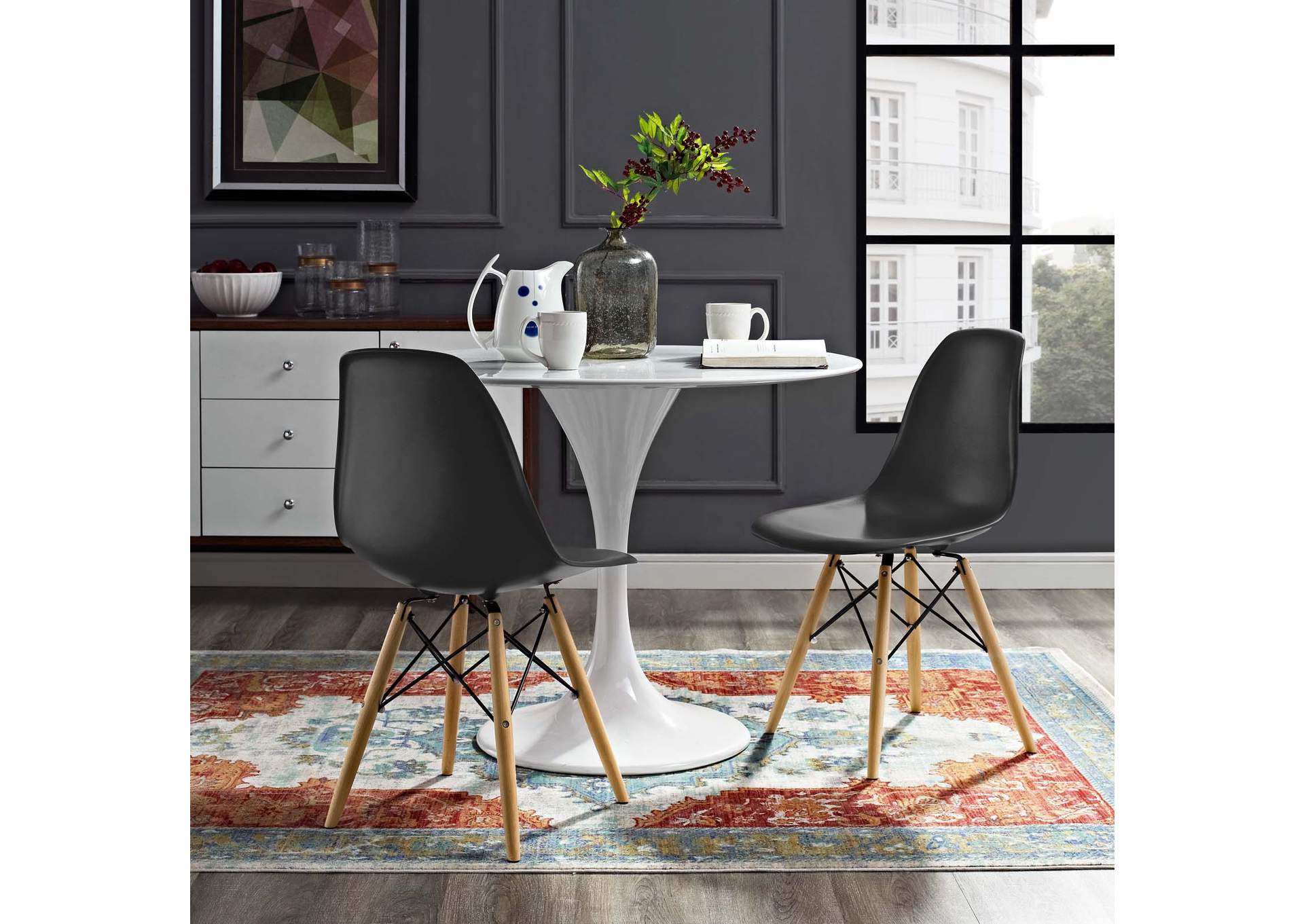 Black Pyramid Dining Side Chairs [Set of 2],Modway