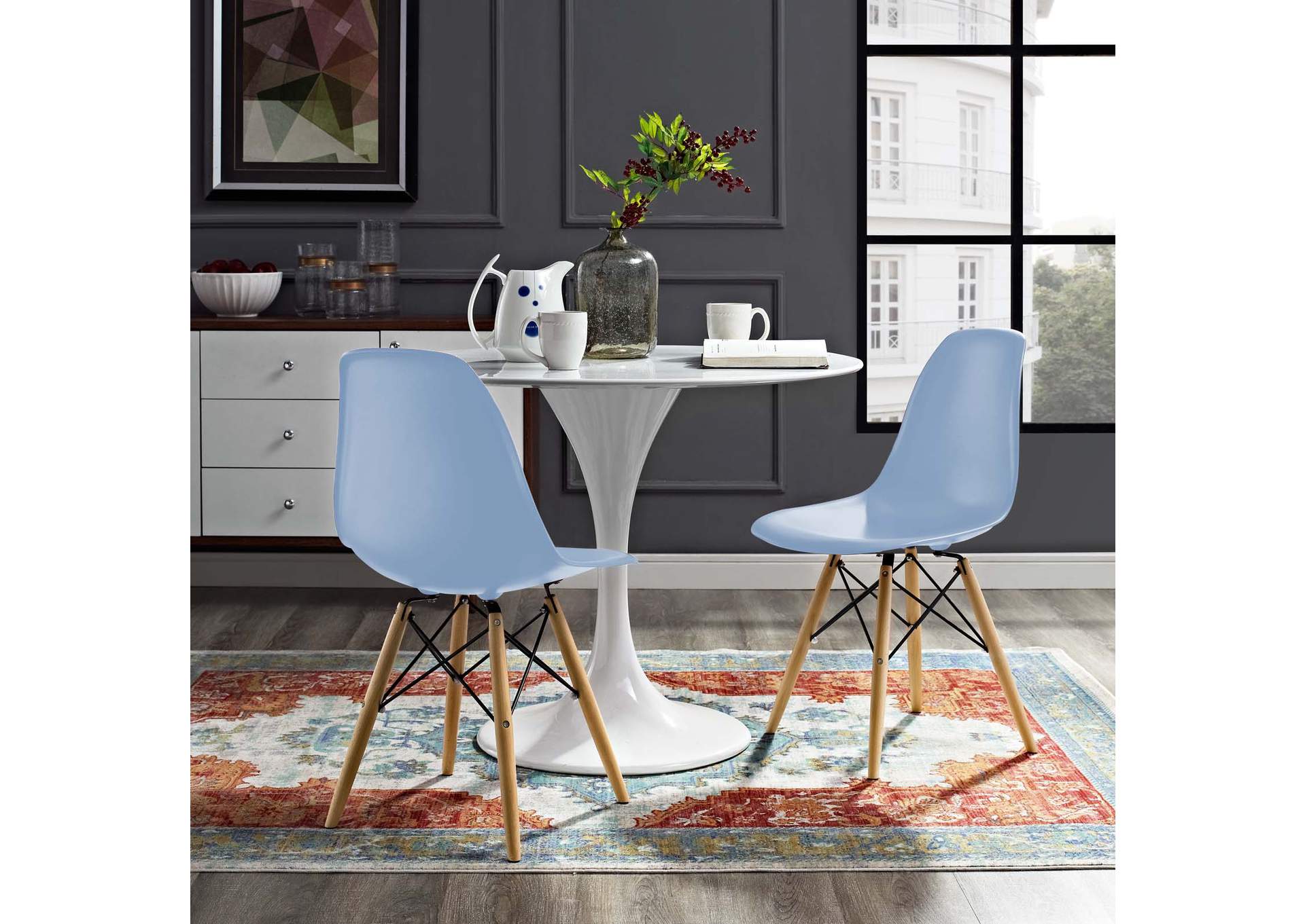 Light Blue Pyramid Dining Side Chairs [Set of 2],Modway