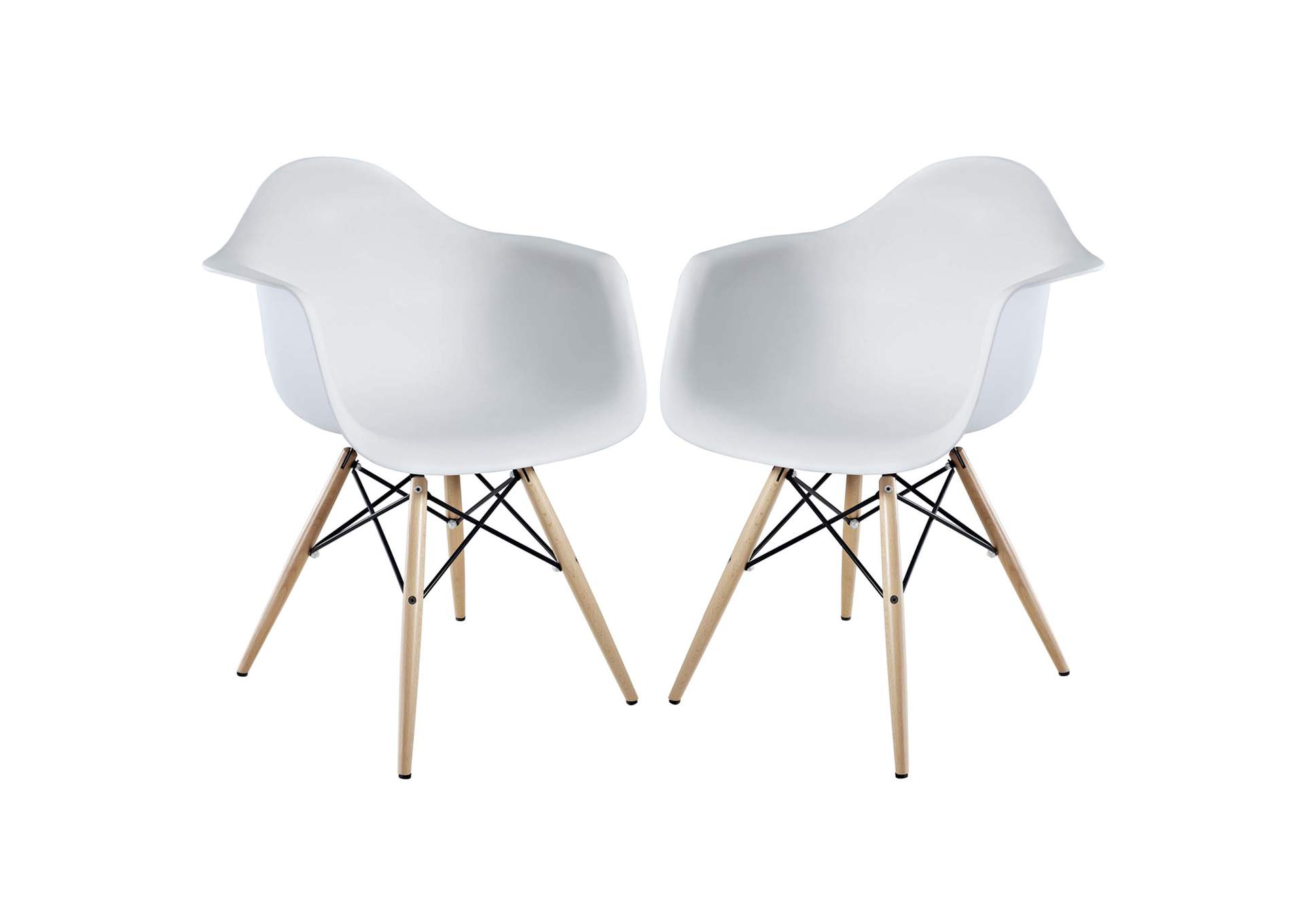 White Pyramid Arm Dining Chair [Set of 2],Modway