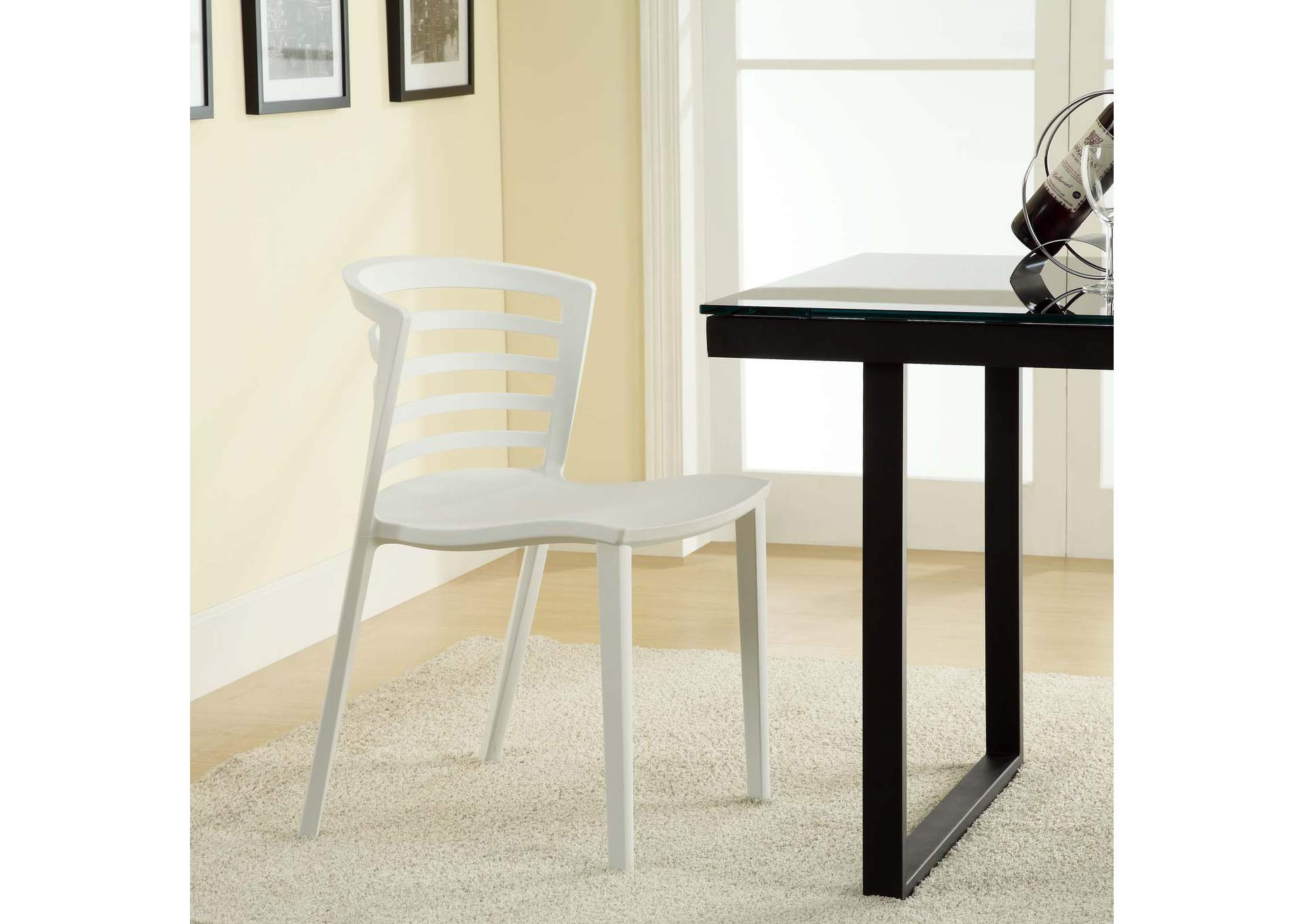 White Curvy Dining Chairs [Set of 2],Modway