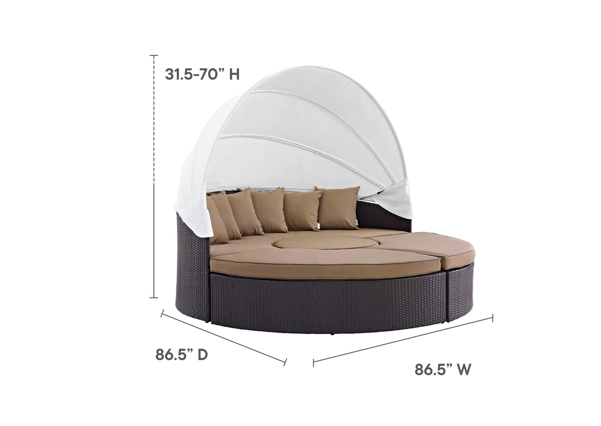 Espresso Mocha Quest Canopy Outdoor Patio Daybed,Modway