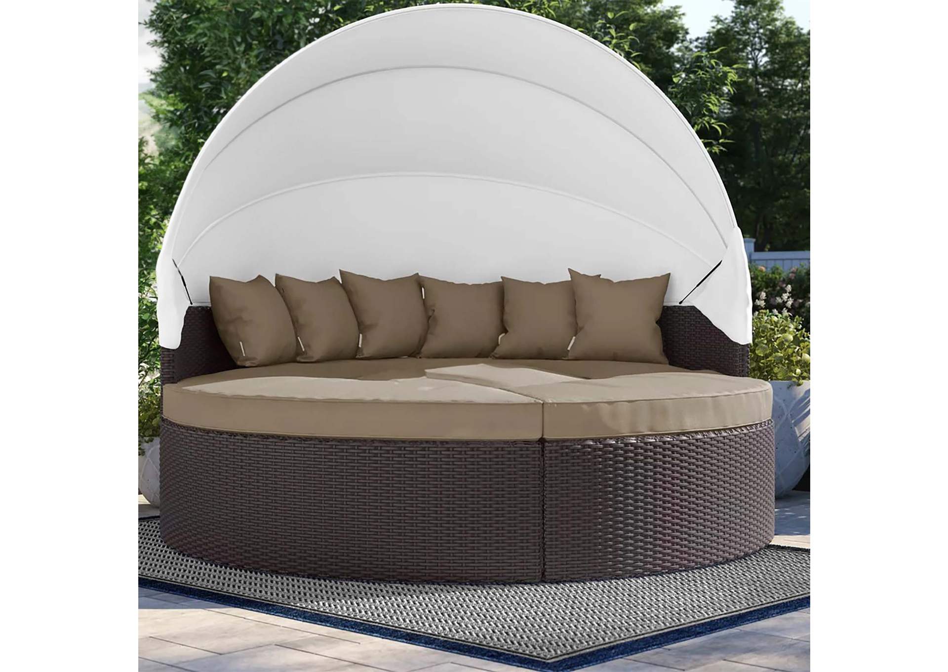 Espresso Mocha Quest Canopy Outdoor Patio Daybed,Modway