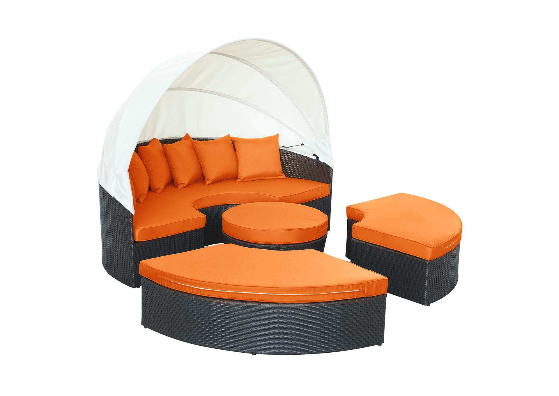 Espresso Orange Quest Canopy Outdoor Patio Daybed,Modway