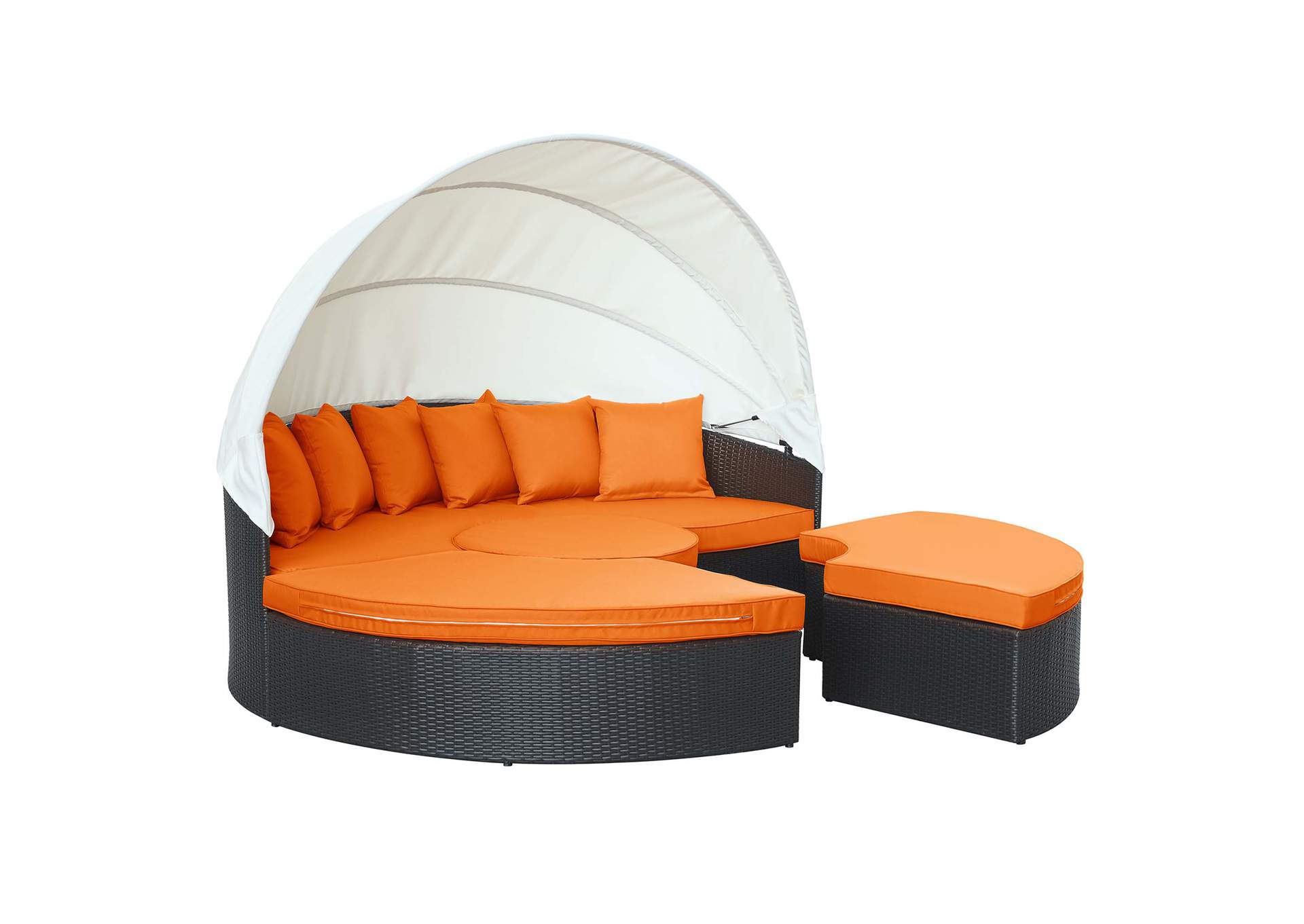 Espresso Orange Quest Canopy Outdoor Patio Daybed,Modway