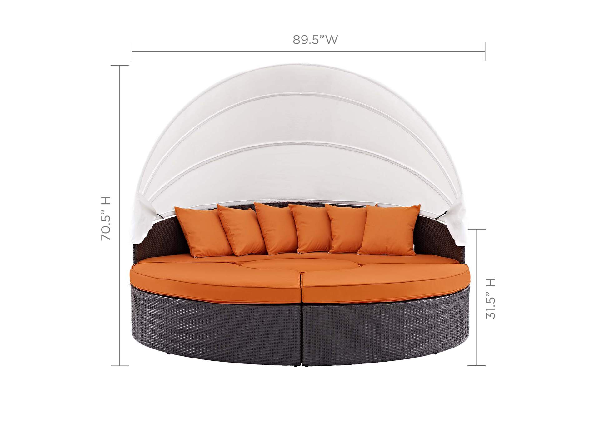 Espresso Orange Quest Canopy Outdoor Patio Daybed,Modway