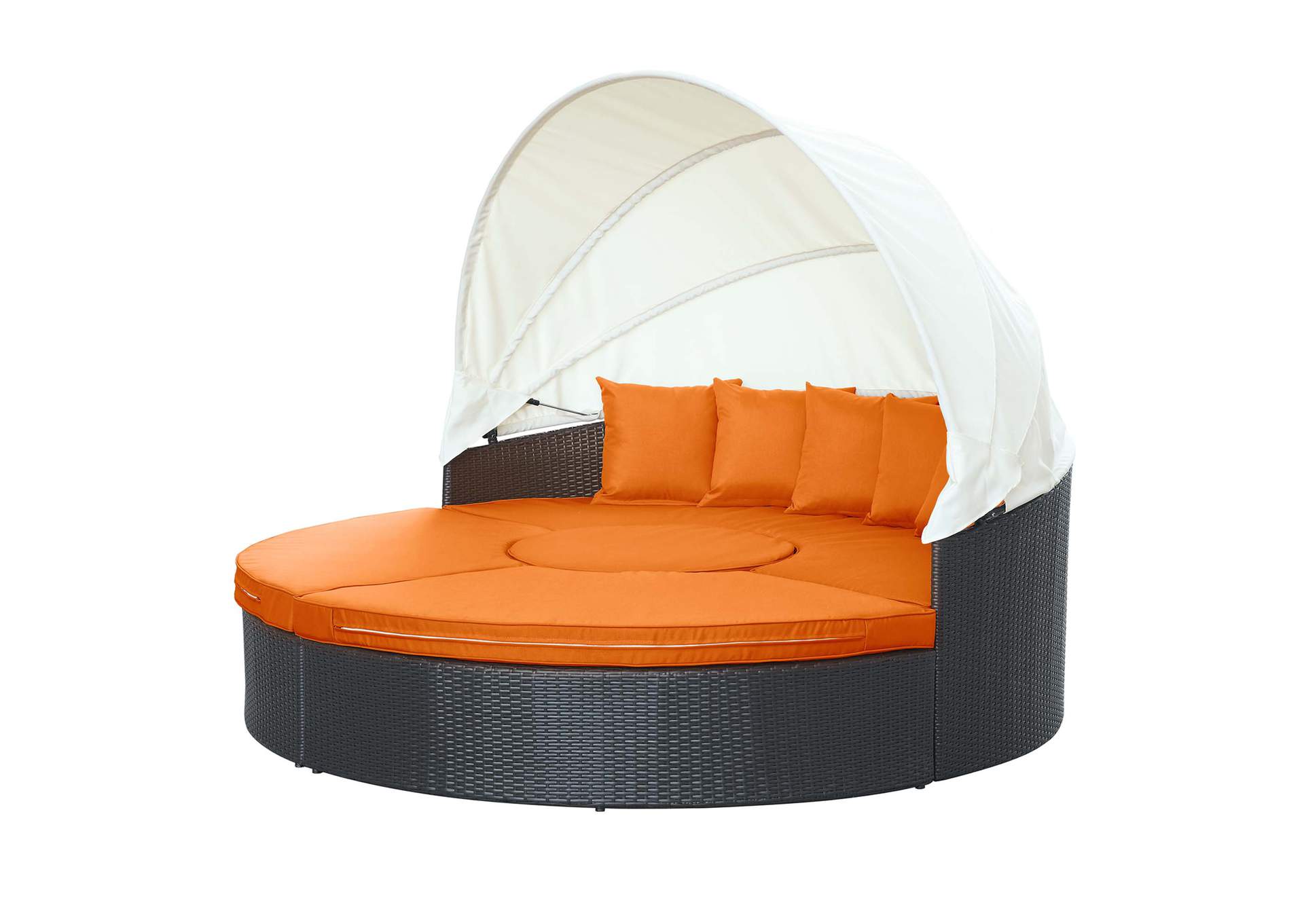 Espresso Orange Quest Canopy Outdoor Patio Daybed,Modway