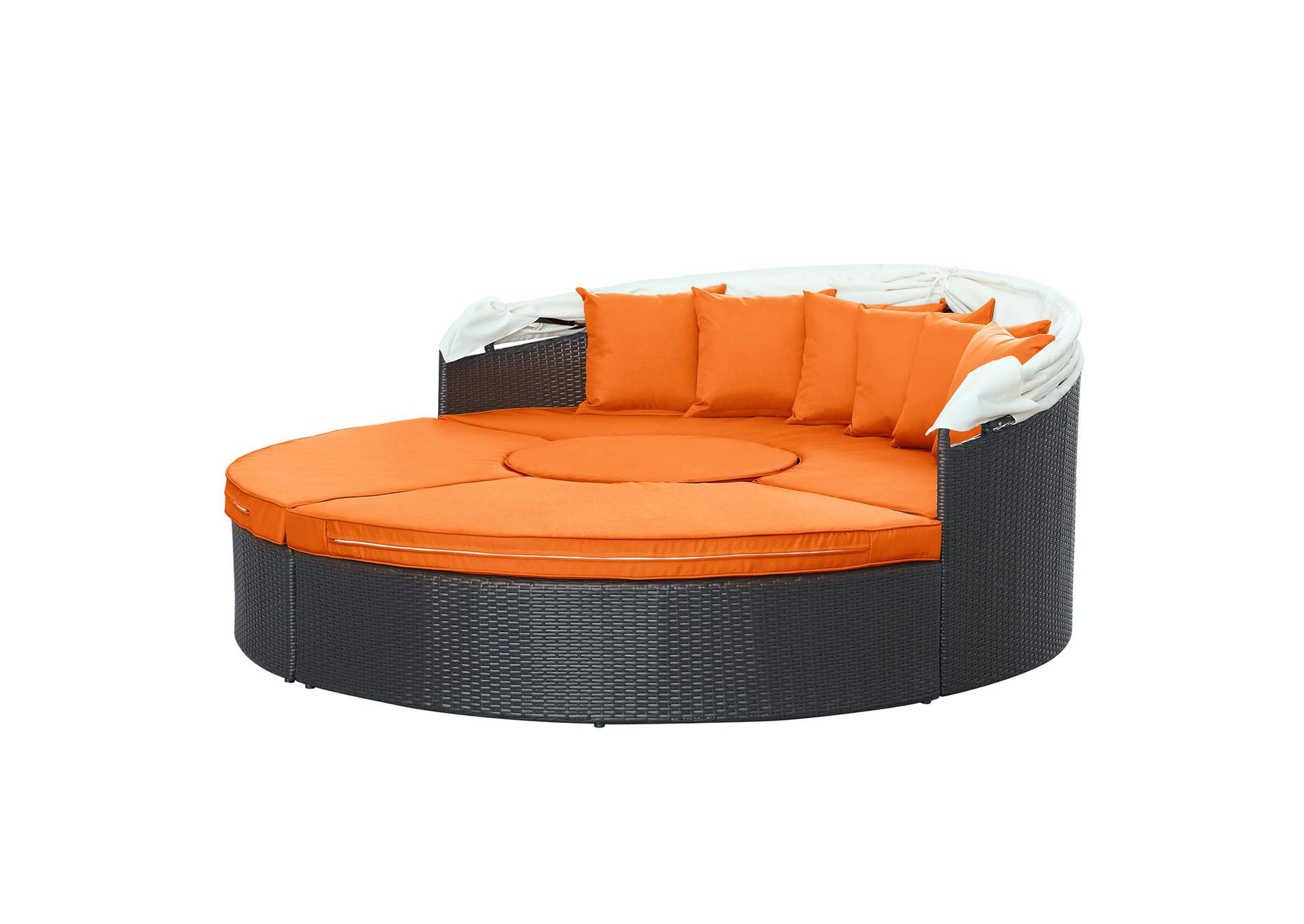 Espresso Orange Quest Canopy Outdoor Patio Daybed,Modway