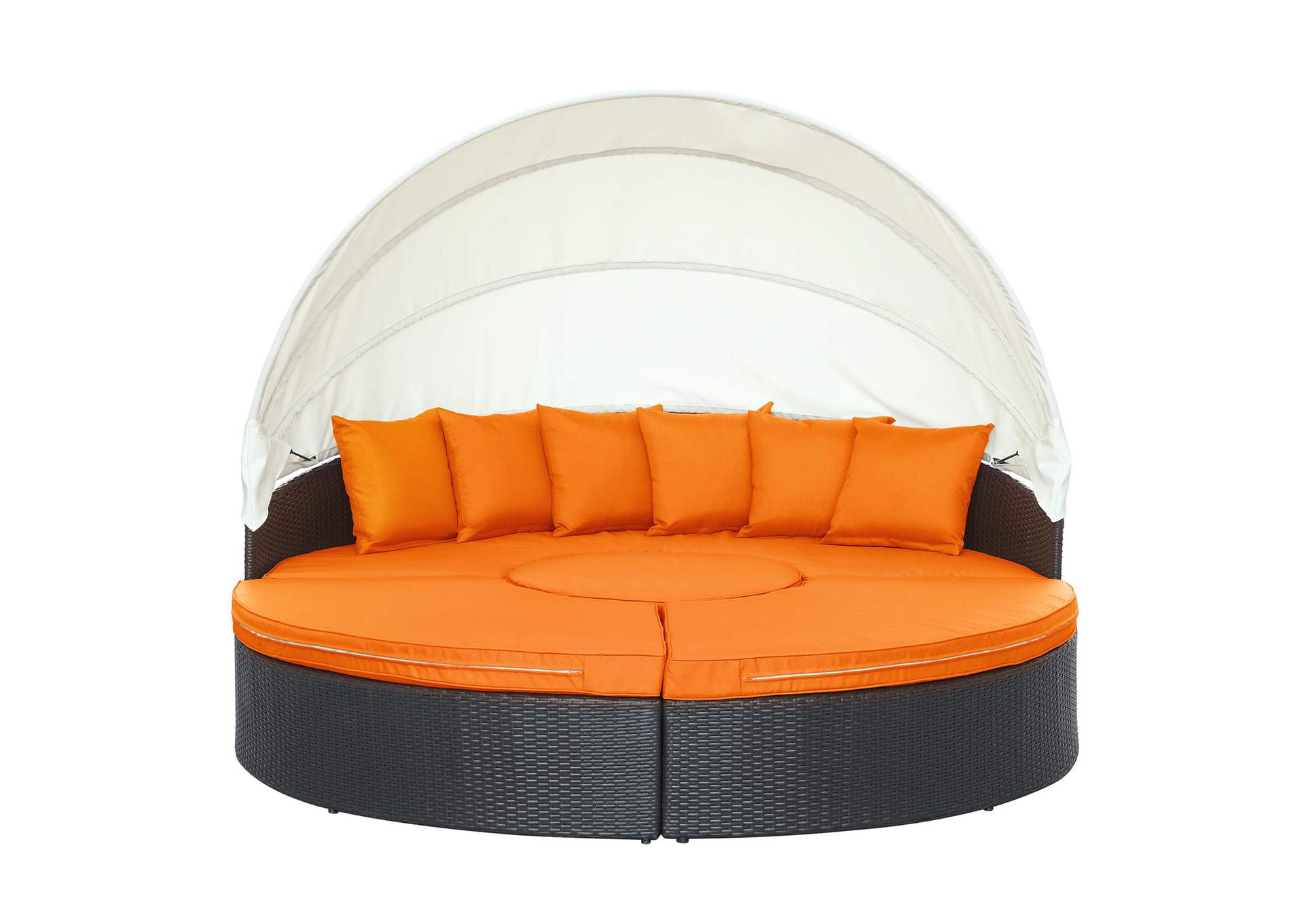 Espresso Orange Quest Canopy Outdoor Patio Daybed,Modway