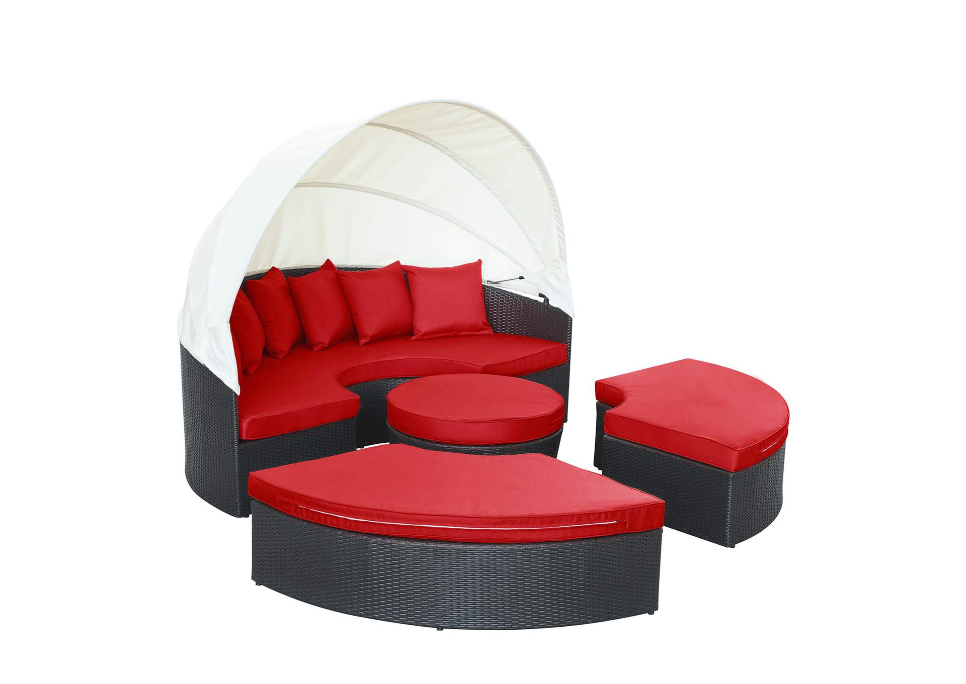 Espresso Red Quest Canopy Outdoor Patio Daybed,Modway